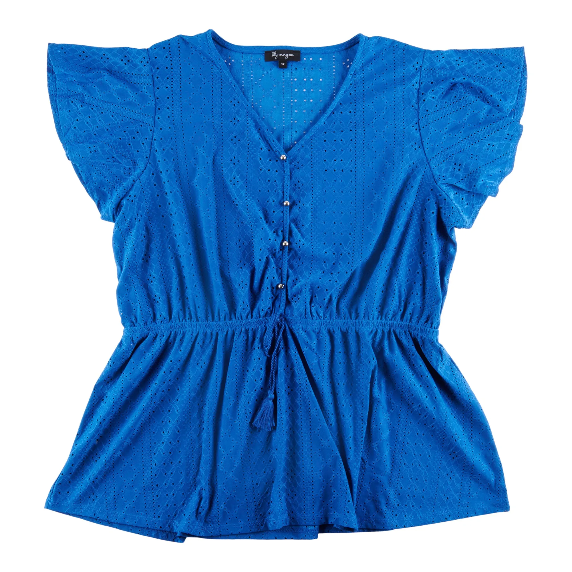 lily morgan Women's Plus Trend Edit Short Sleeve Eyelet Flutter Top sold by Giant Tiger product image thumbnail 3