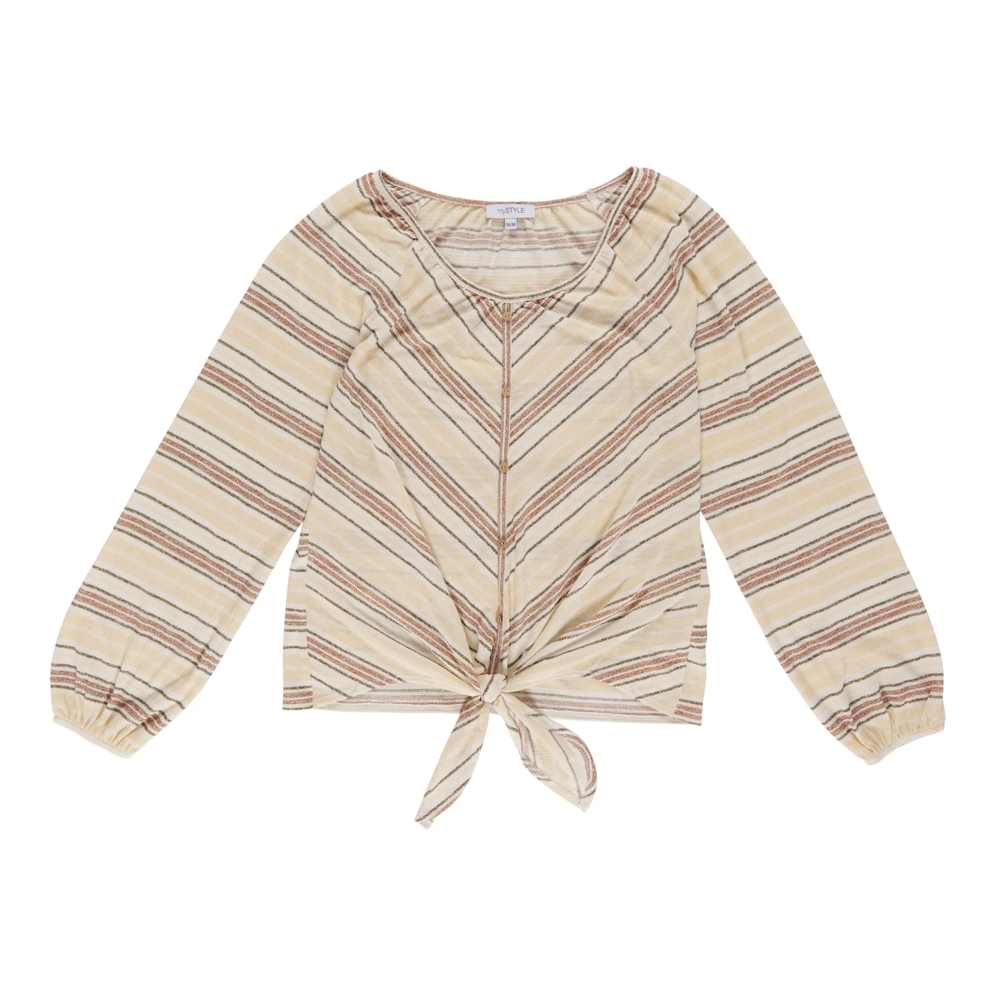 mySTYLE Women's V-Stripe Tie Front Top sold by Giant Tiger