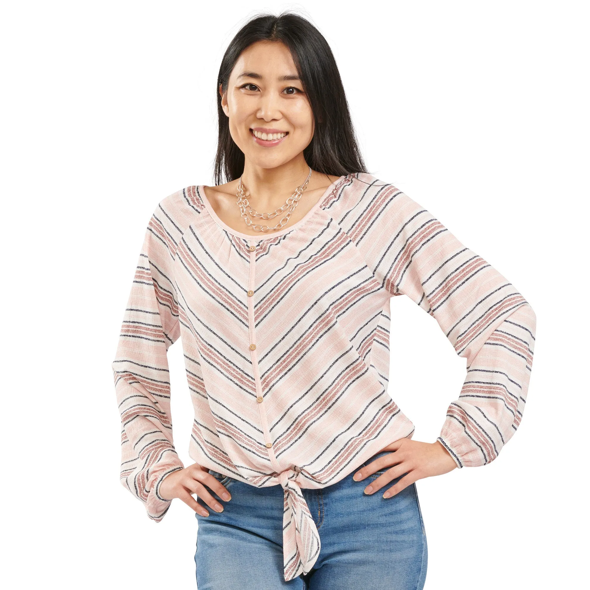 mySTYLE Women's V-Stripe Tie Front Top sold by Giant Tiger product image thumbnail 3