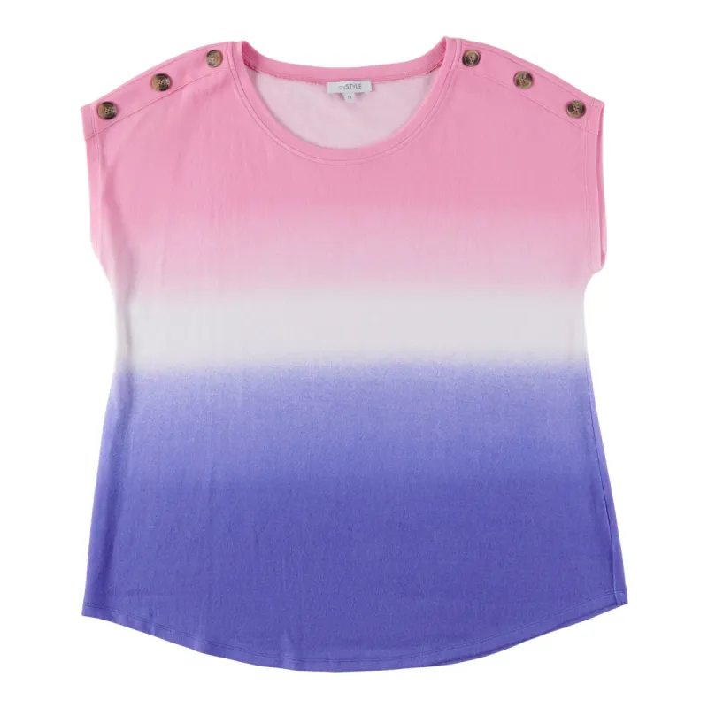 mySTYLE Women's Plus Seaside Dip Dye Top sold by Giant Tiger