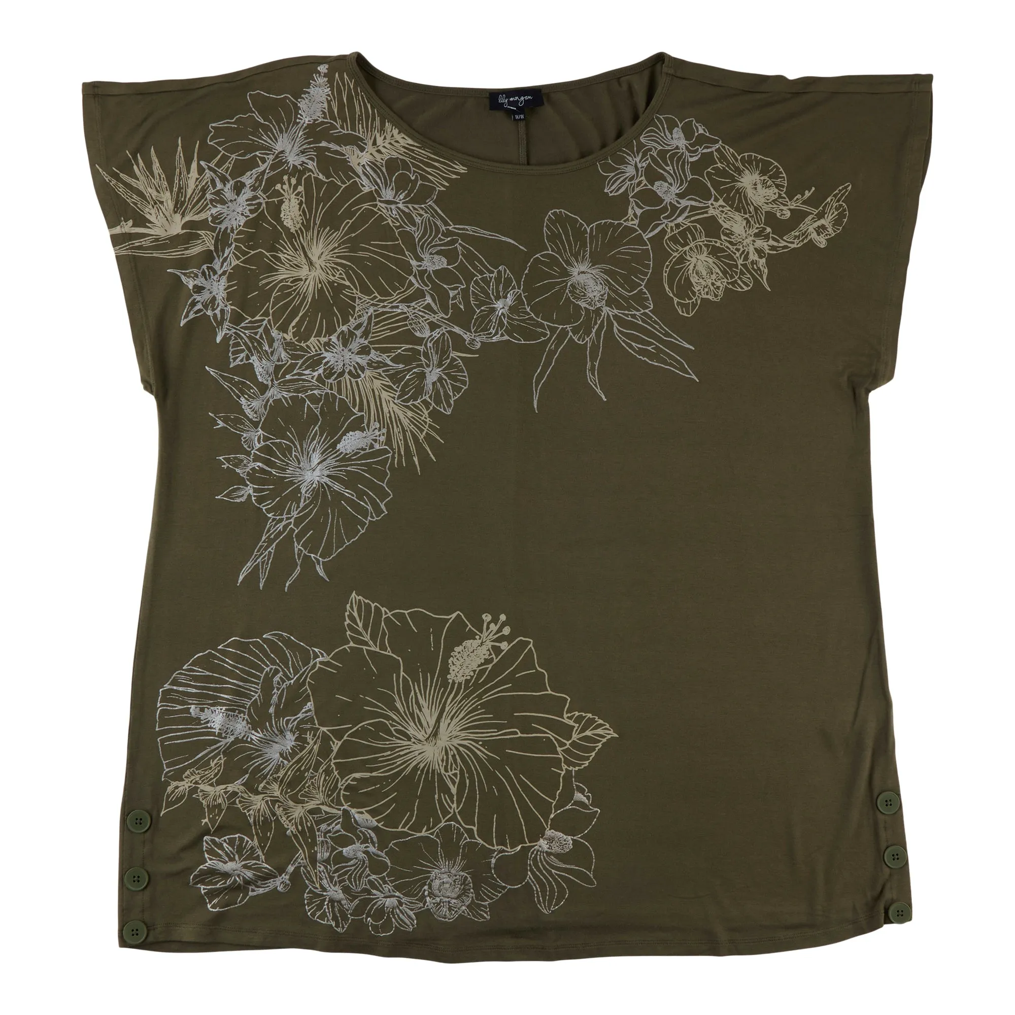 lily morgan Women's Plus Flutter Sleeve Side Button Blouse sold by Giant Tiger