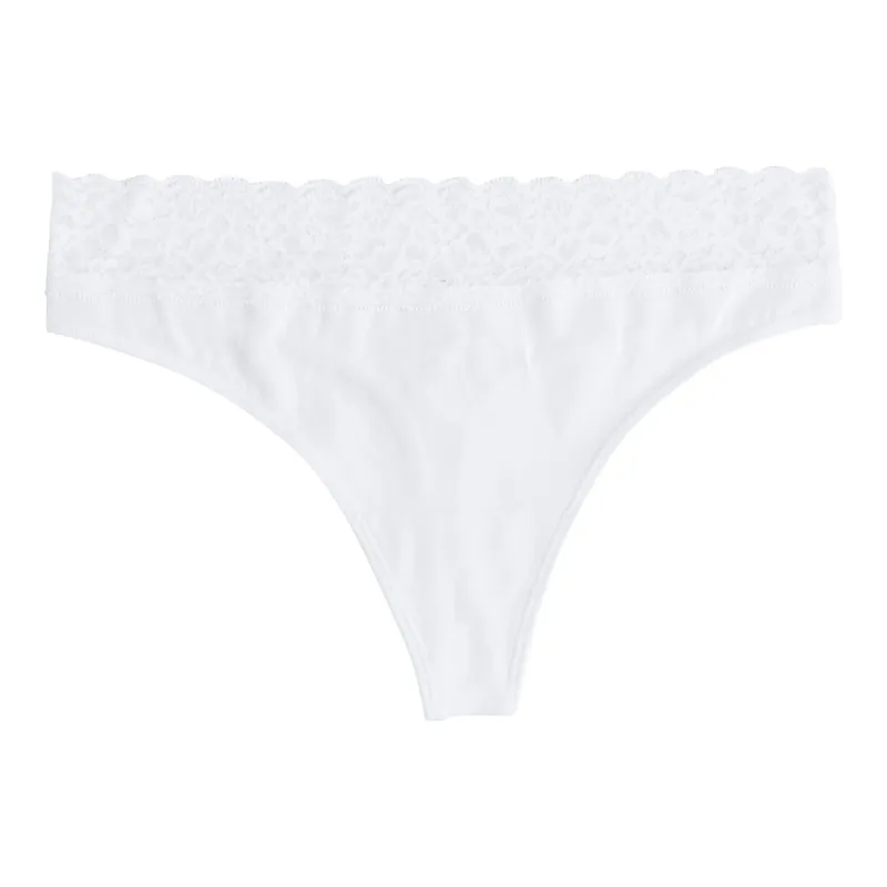 Carisma Women's Cotton Lace Thong, White sold by Giant Tiger