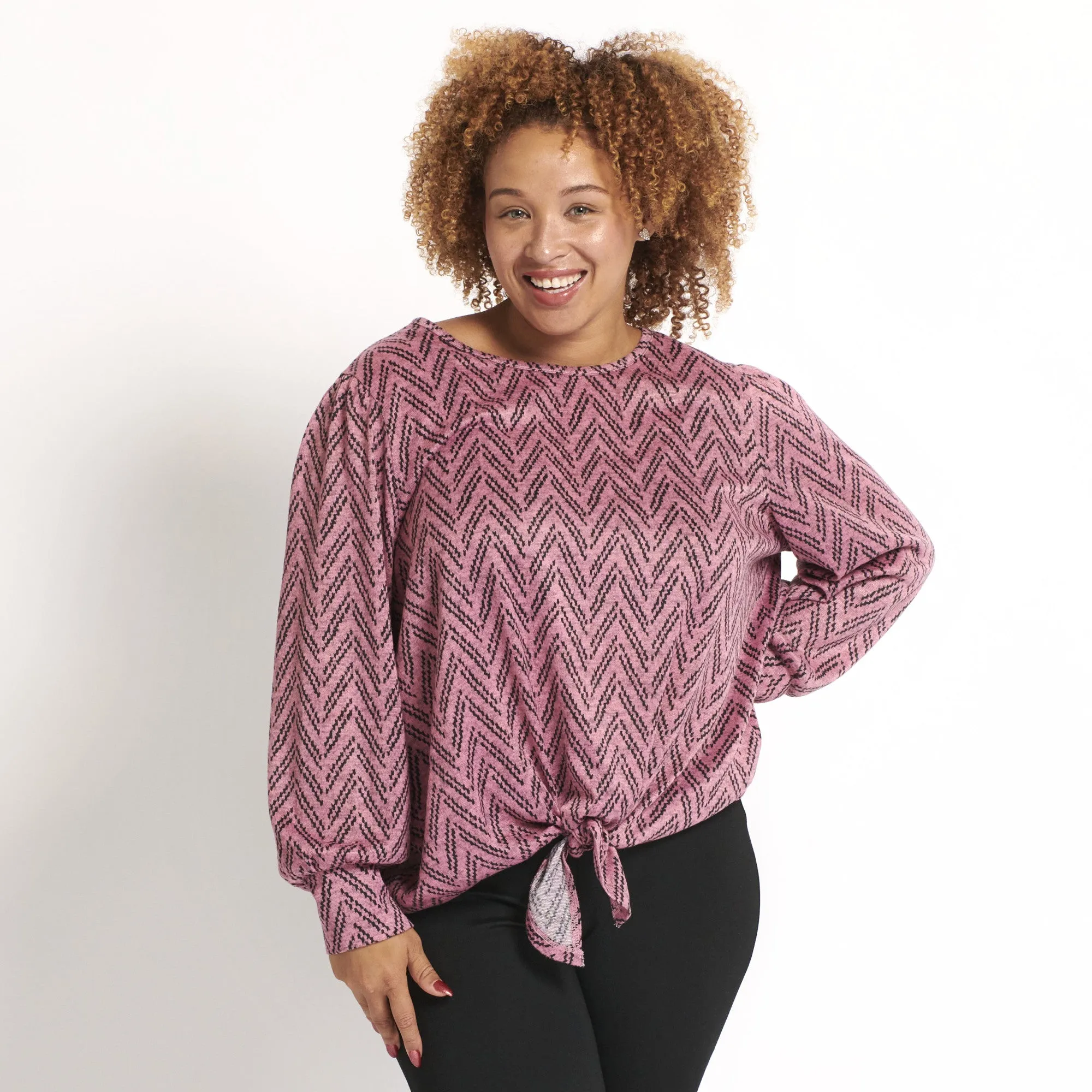 lily morgan Women's Plus Printed Tie Front Top sold by Giant Tiger product image thumbnail 3