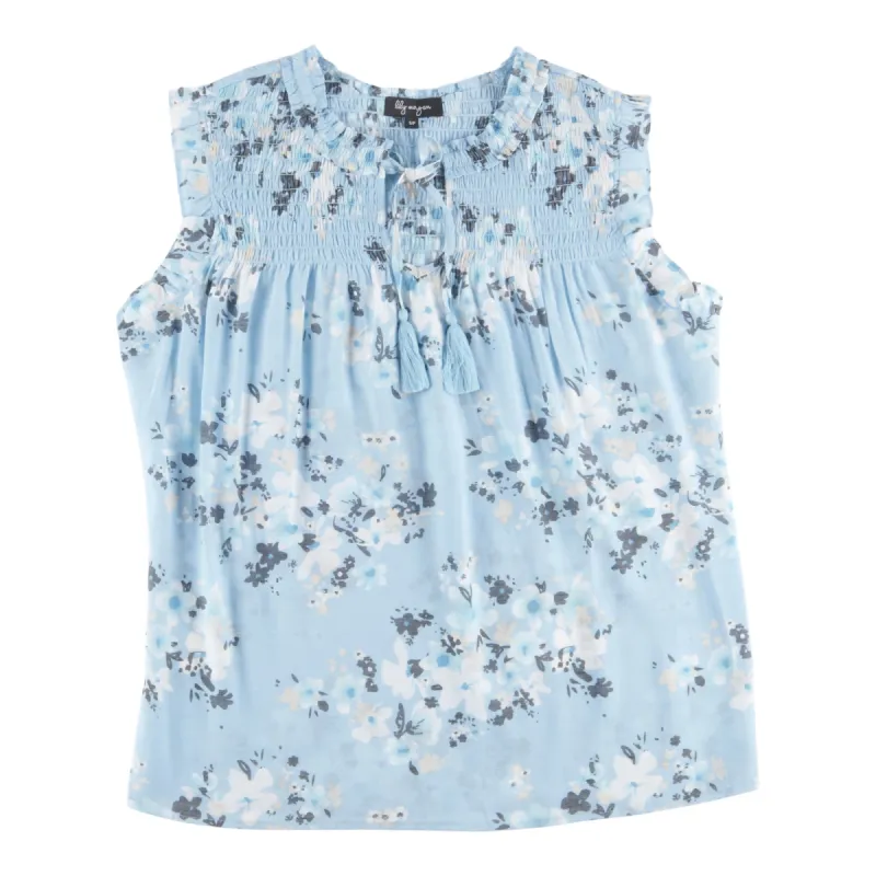 lily morgan Women's Ocean Blues Smocked Front Top sold by Giant Tiger