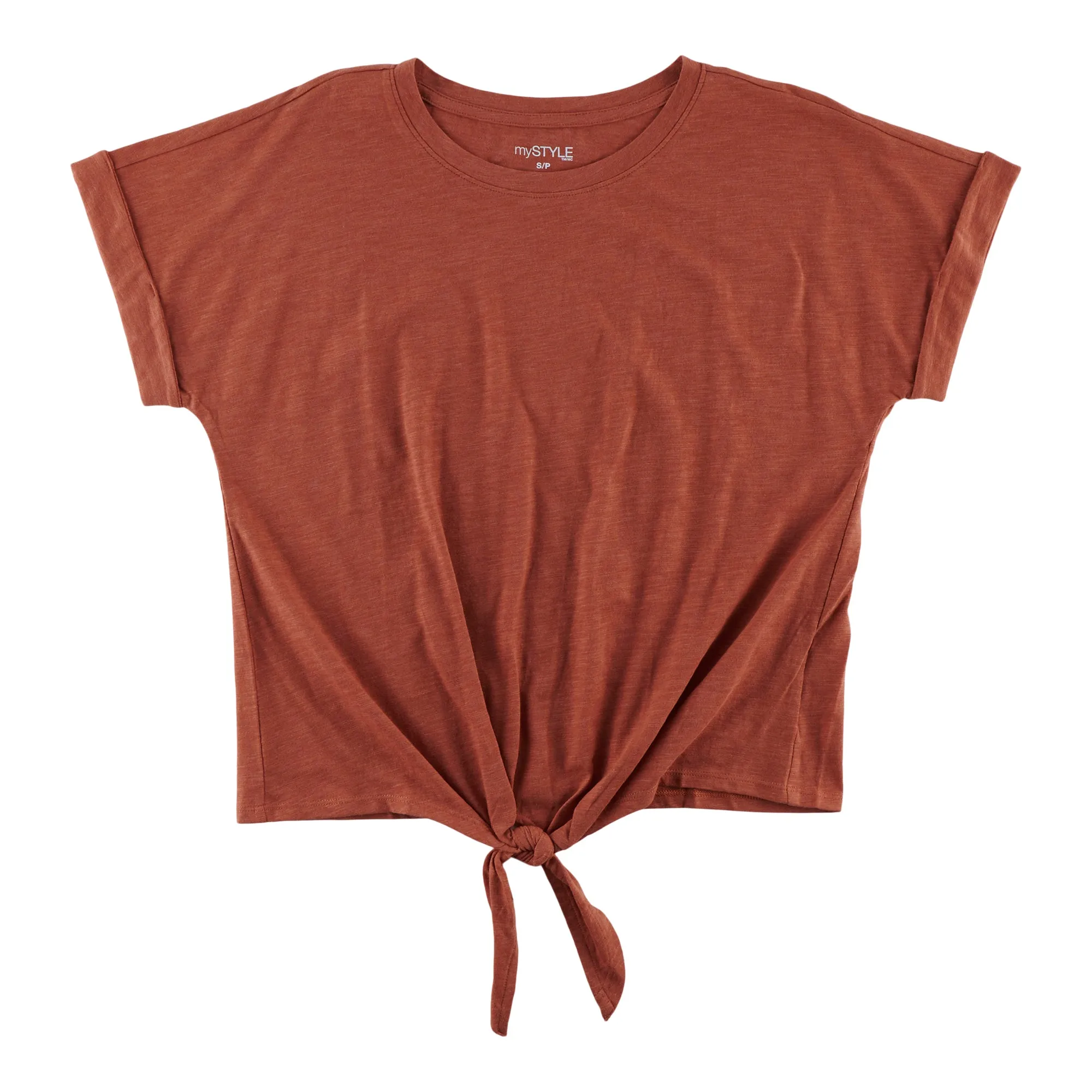 mySTYLE Women's Festival Tie-Front Rolled Sleeve Slub Tee sold by Giant Tiger product image thumbnail 3