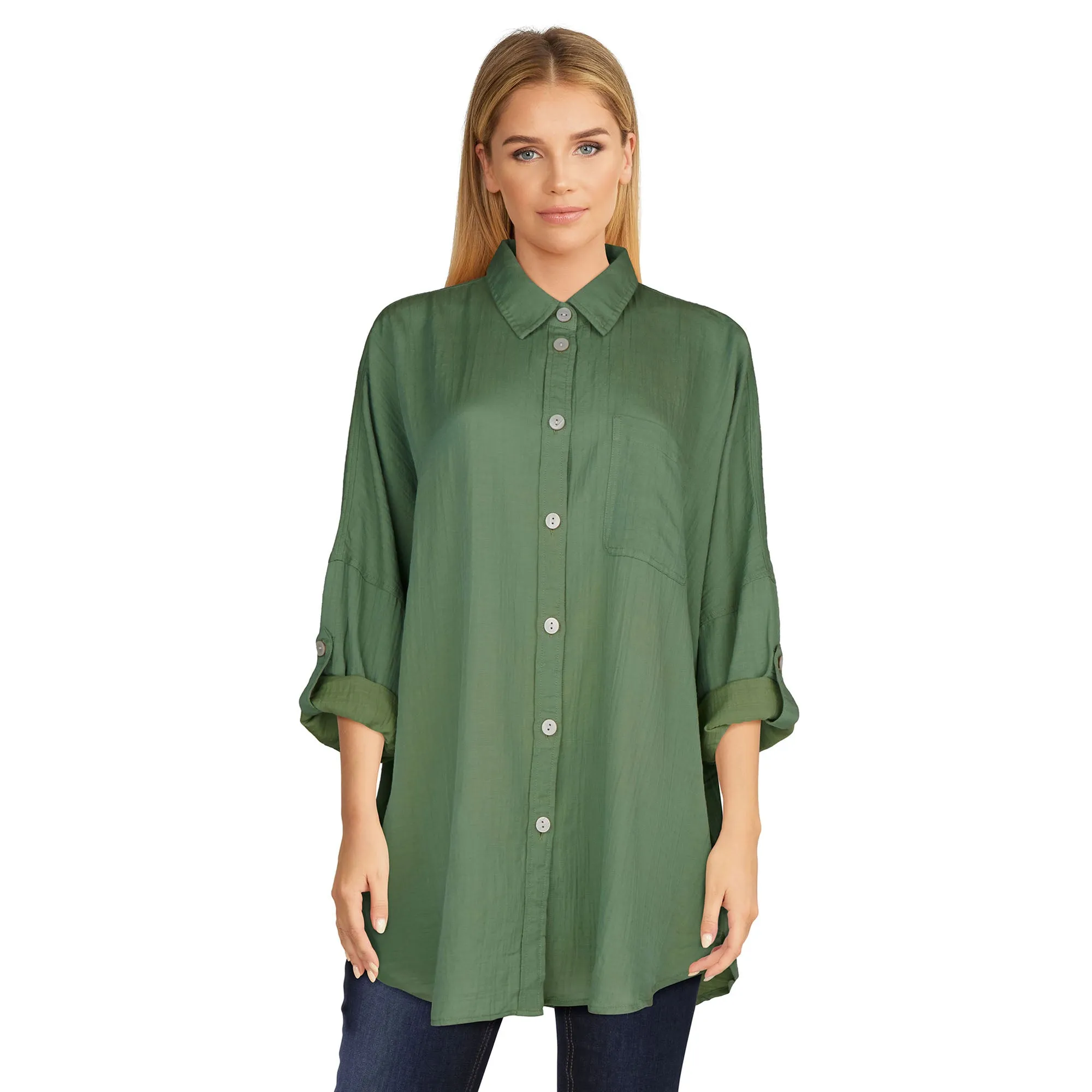 mySTYLE Women's Festival Solid Crinkle Button-Up Shirt sold by Giant Tiger product image thumbnail 4