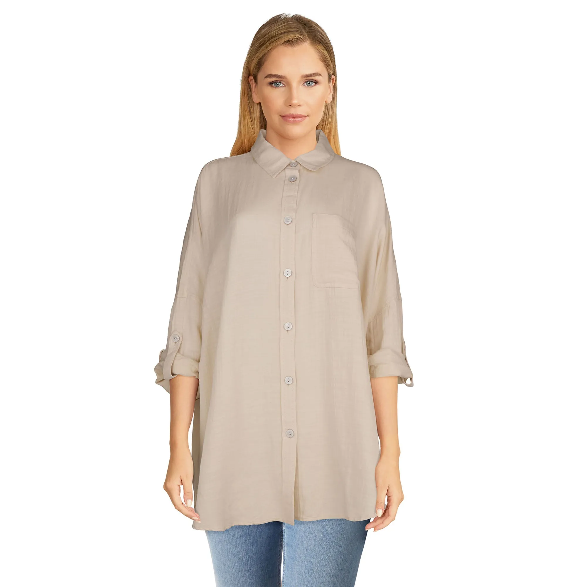 mySTYLE Women's Festival Solid Crinkle Button-Up Shirt sold by Giant Tiger product image thumbnail 2