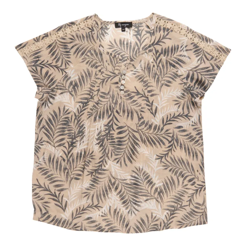 lily morgan Women's Printed Lace Detail Blouse sold by Giant Tiger