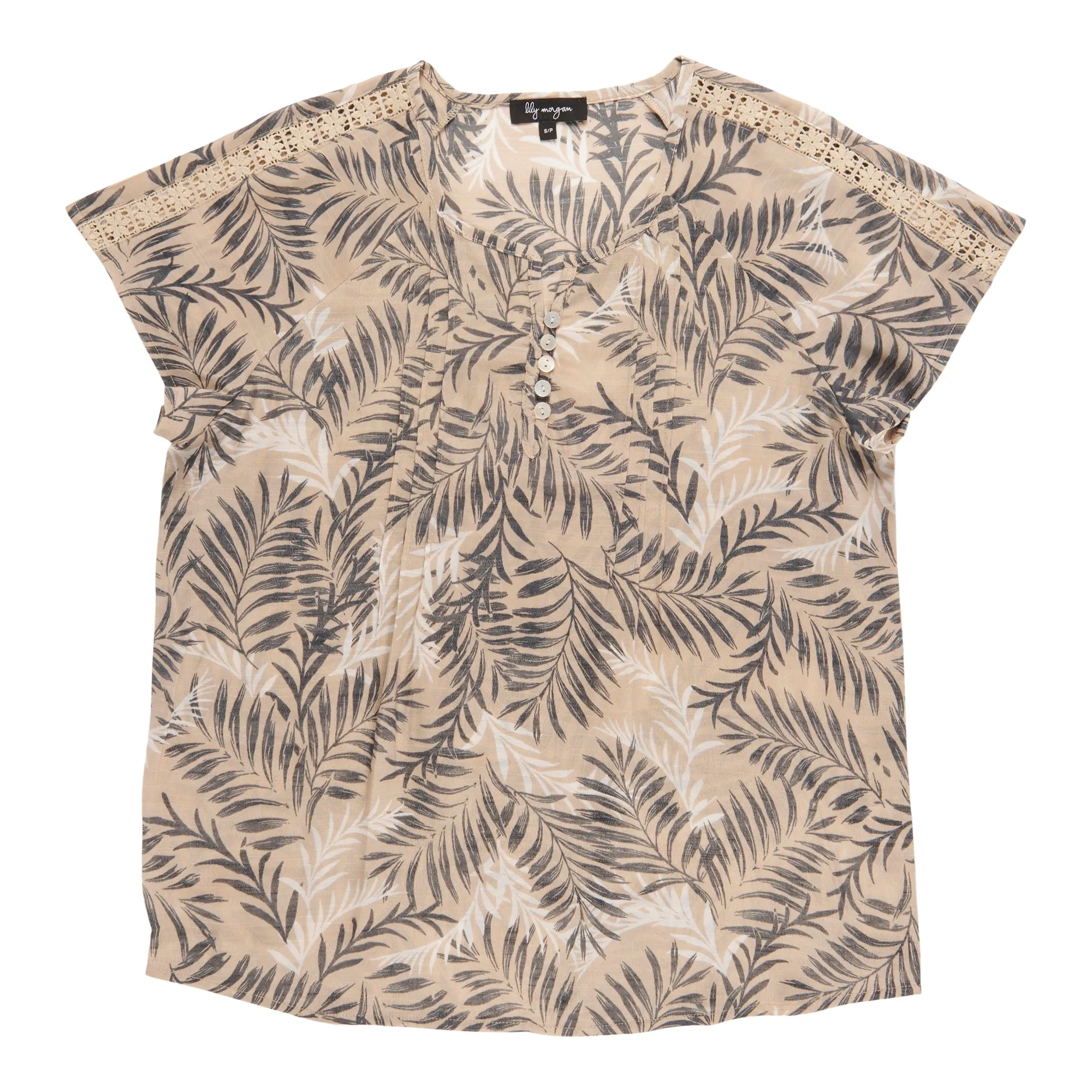 lily morgan Women's Printed Lace Detail Blouse sold by Giant Tiger