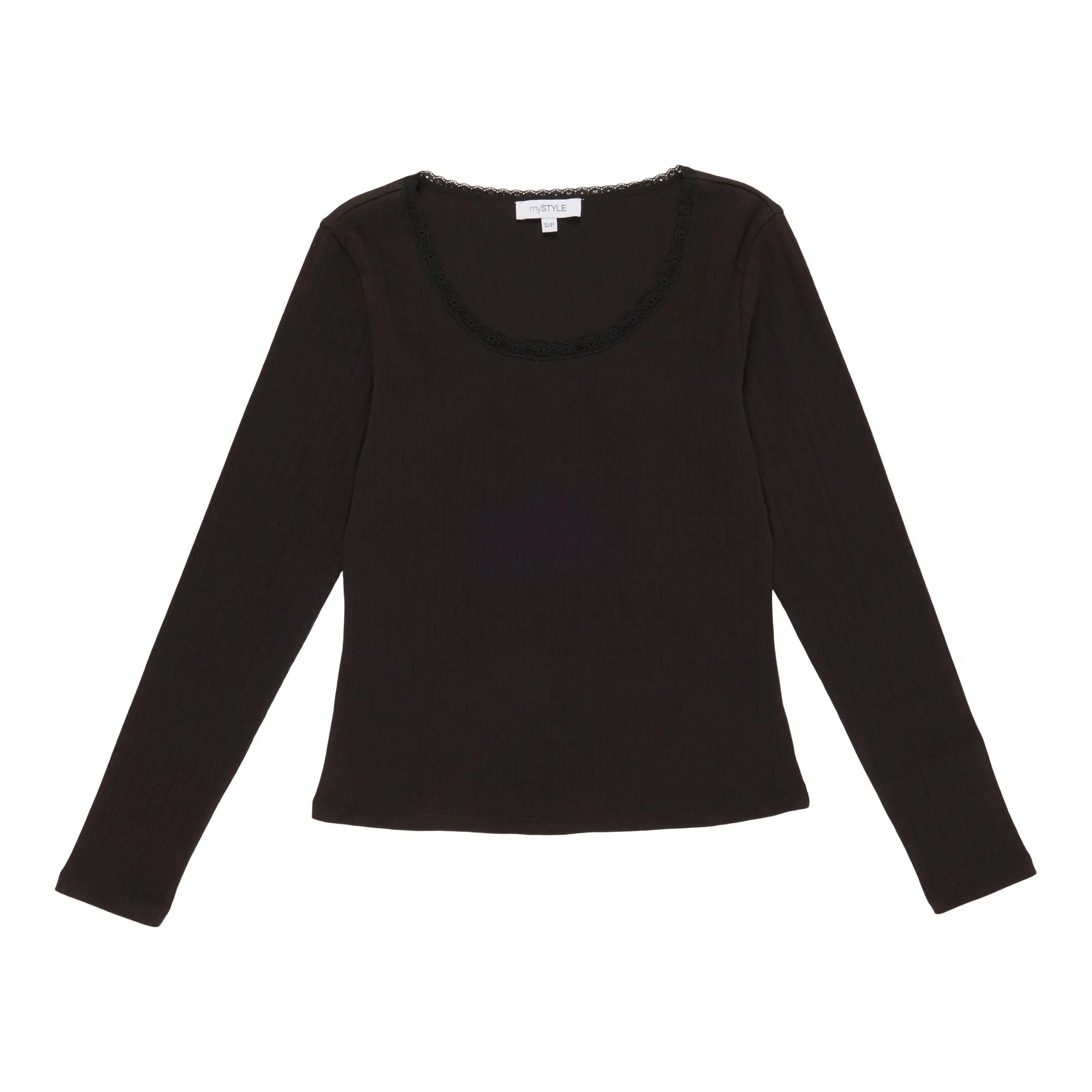 mySTYLE Women's Long Sleeve Pointelle Top sold by Giant Tiger