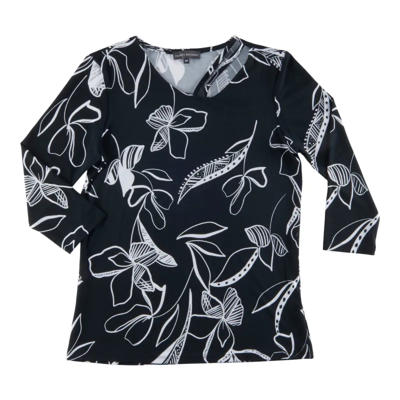 Classic Editions Women's Classic Style 3/4 Sleeve Printed Top sold by Giant Tiger