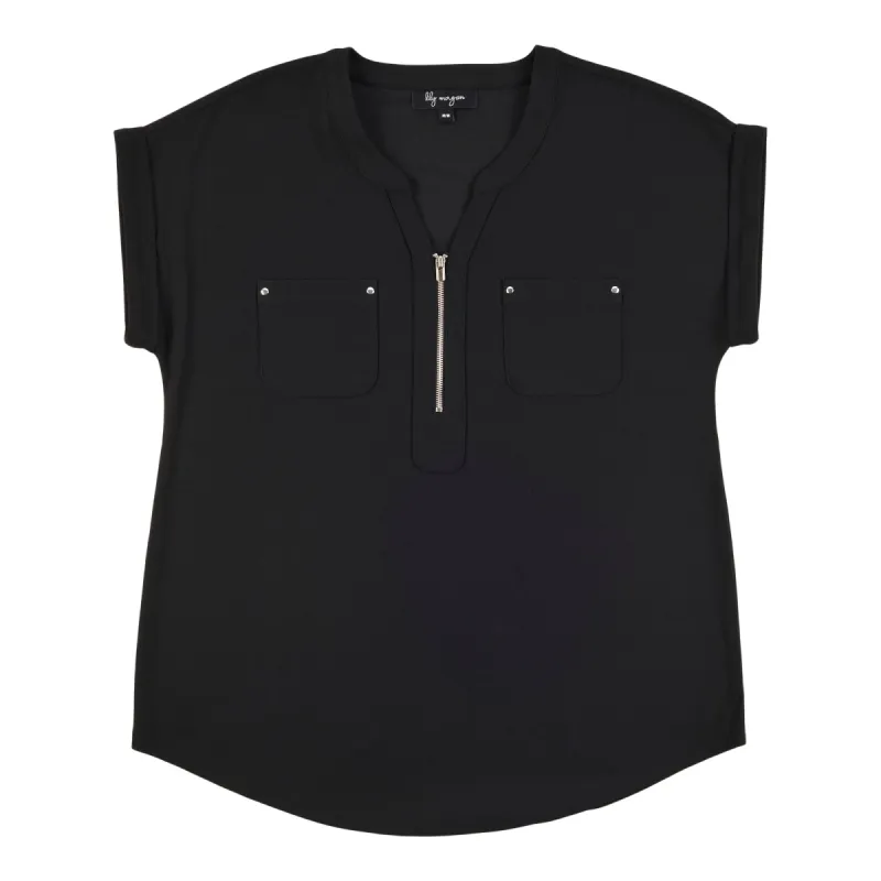 lily morgan Women's Simply Chic 1/4 Zip Front Top sold by Giant Tiger