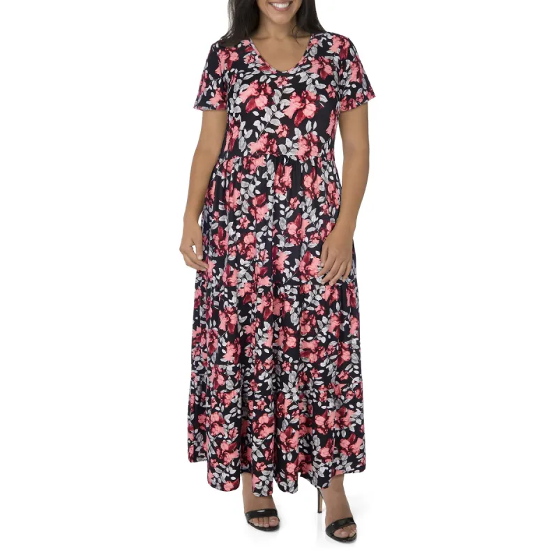 lily morgan Women's Plus Tropical Tiered Maxi Dress sold by Giant Tiger