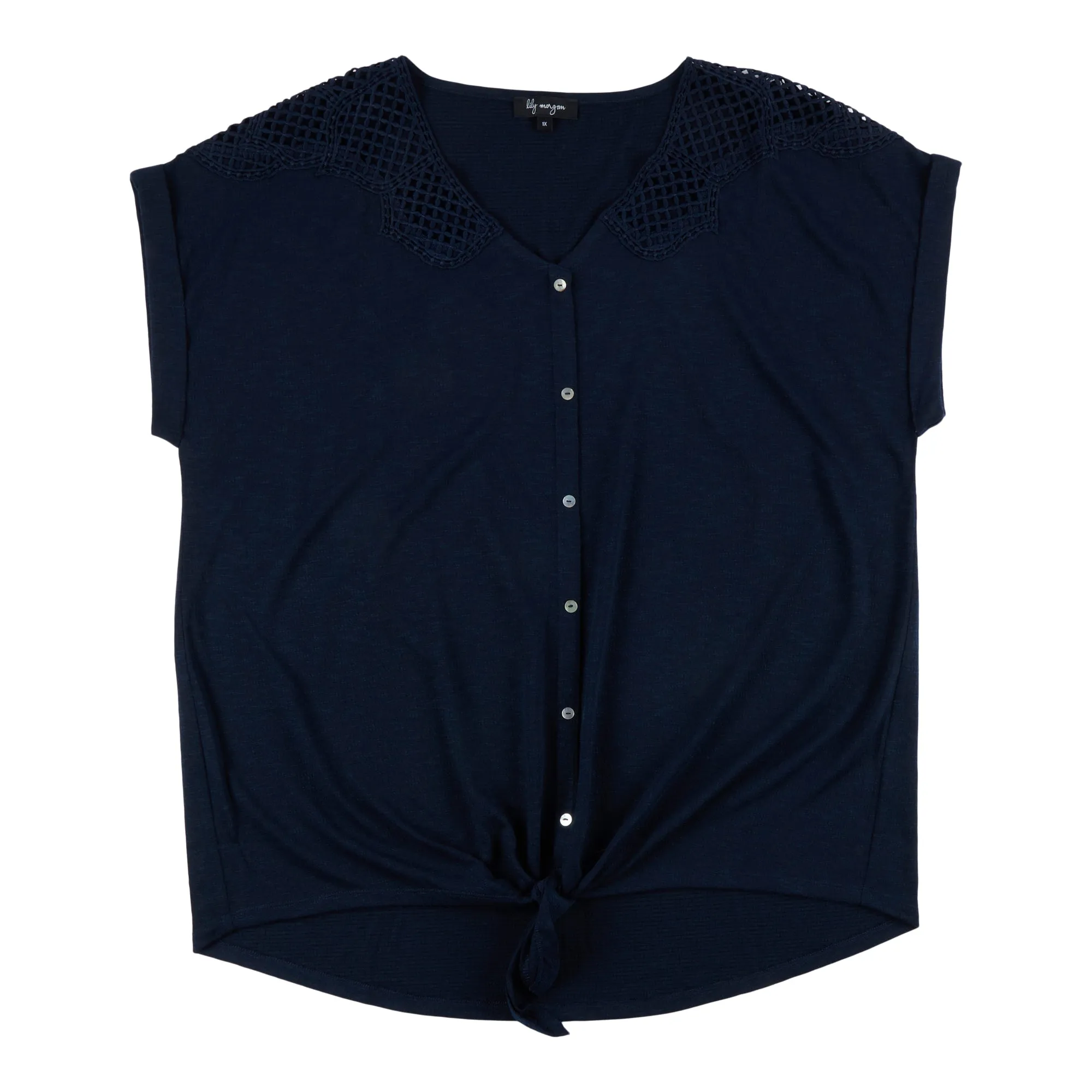 lily morgan Women's Plus V-Neck Shoulder Detail Blouse sold by Giant Tiger