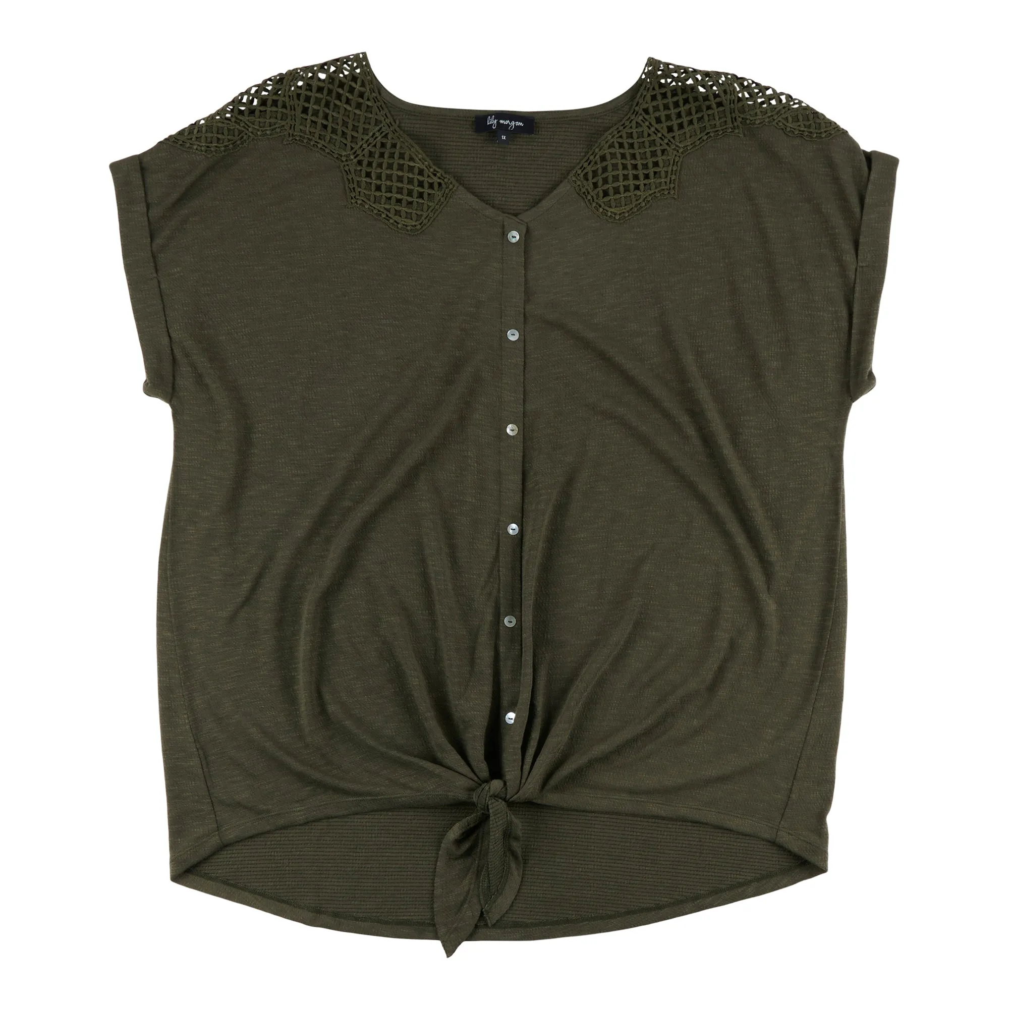 lily morgan Women's Plus V-Neck Shoulder Detail Blouse sold by Giant Tiger product image thumbnail 2