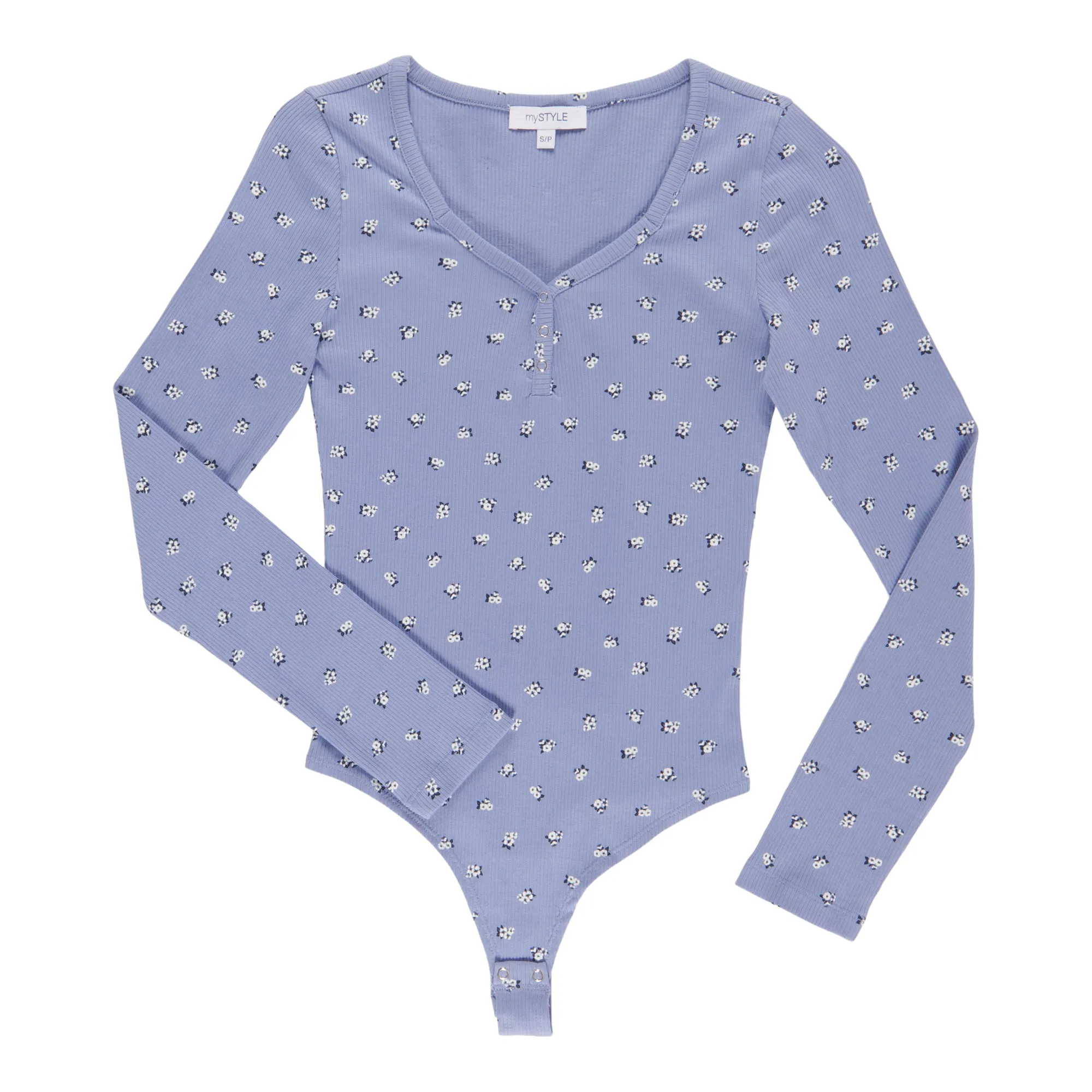 mySTYLE Women's Long Sleeve V-Neck Ribbed Henley Bodysuit sold by Giant Tiger product image thumbnail 2