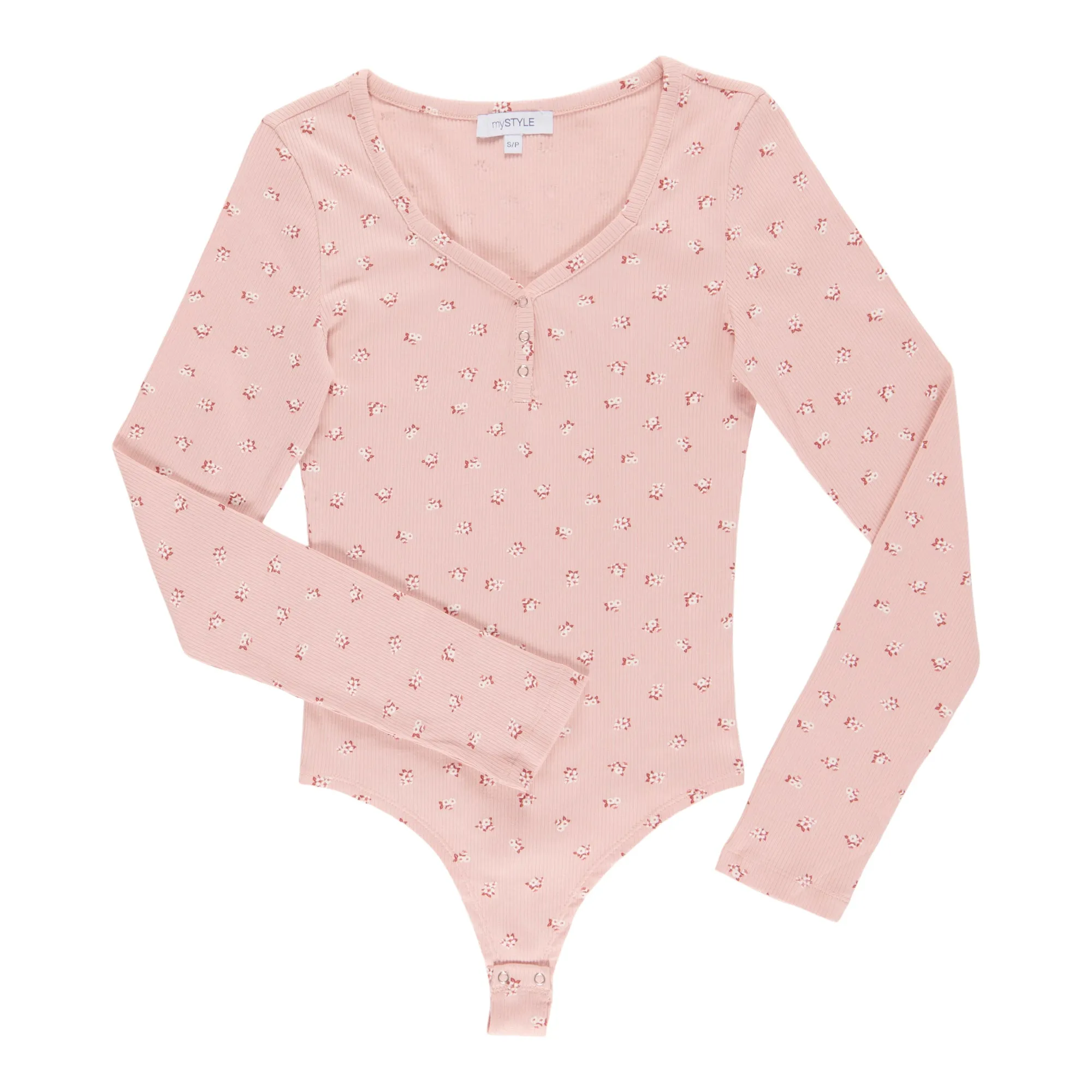 mySTYLE Women's Long Sleeve V-Neck Ribbed Henley Bodysuit sold by Giant Tiger product image thumbnail 3