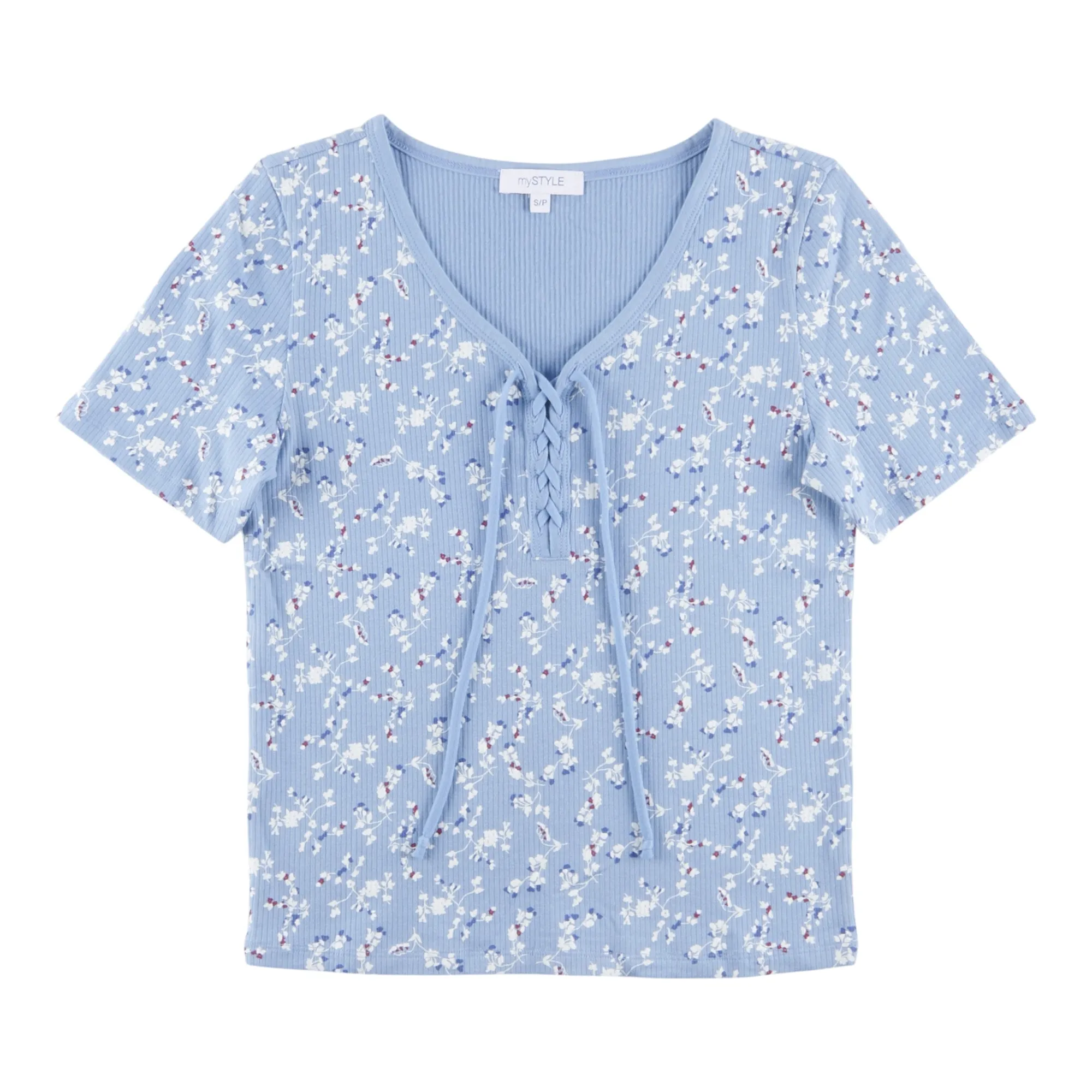 mySTYLE Women's Street Smart All-Over Print Rib Lace up Tee sold by Giant Tiger product image thumbnail 2