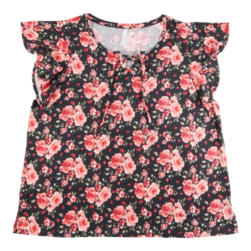 Women's Plus All-Over Printed Lace-Up Top sold by Giant Tiger
