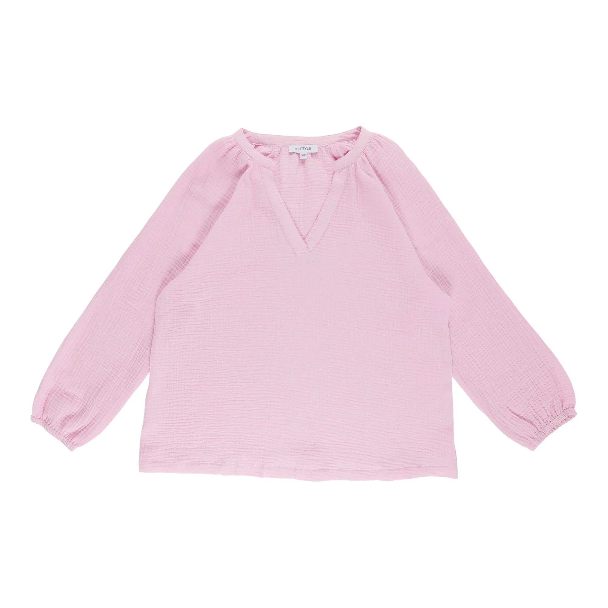 mySTYLE Women's Solid V-Neck Crinkle Blouse sold by Giant Tiger