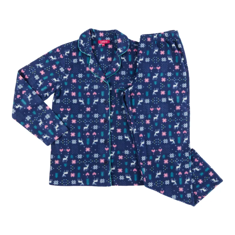 Carisma Women's Micro Polar Tailored Long Sleeve Collared PJ Set, 2-Piece sold by Giant Tiger