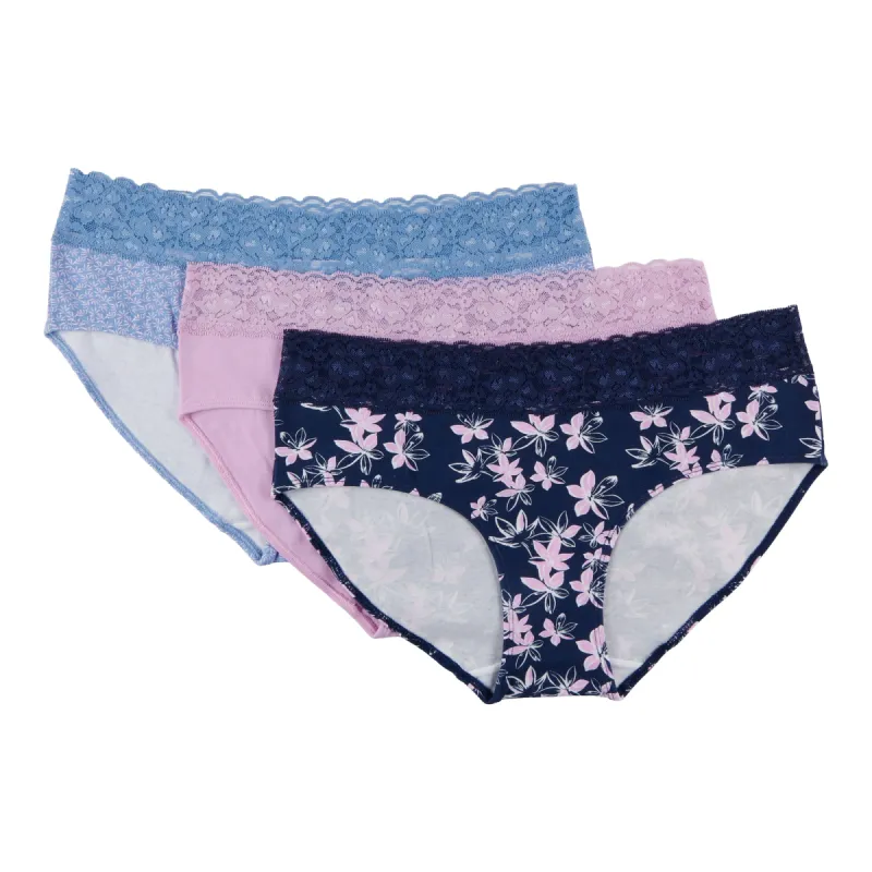 Carisma Women's Cotton Lace Hipster, 3-Pack sold by Giant Tiger