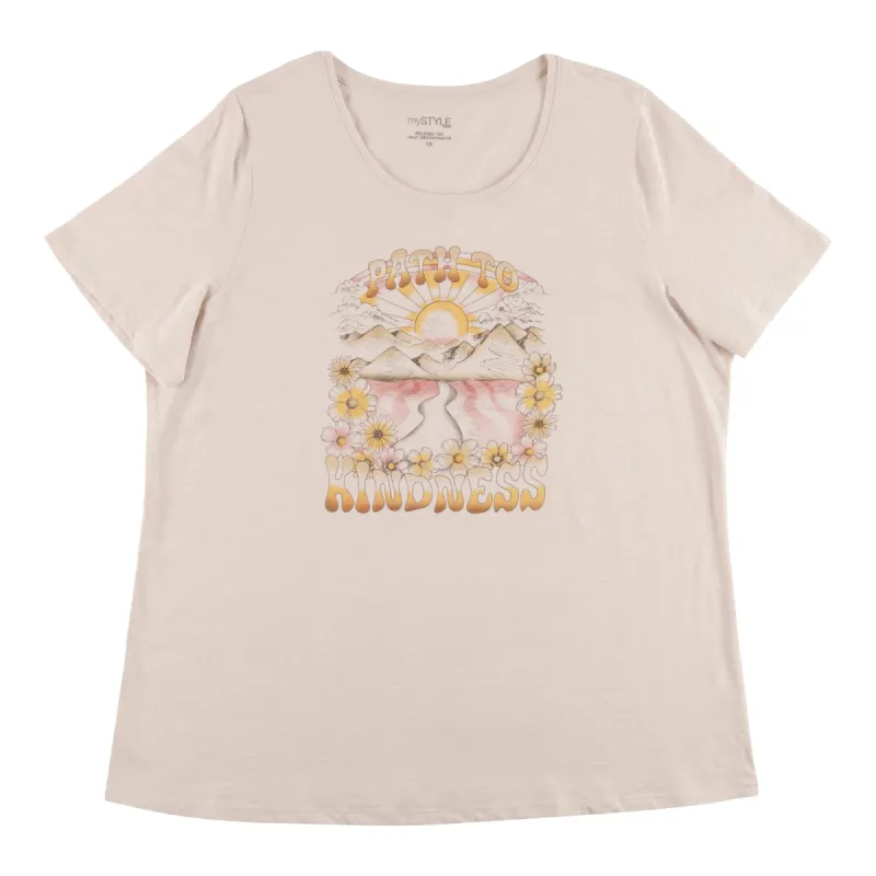 mySTYLE Women's Plus Quest Screen Printed Relaxed Slub T-Shirt sold by Giant Tiger