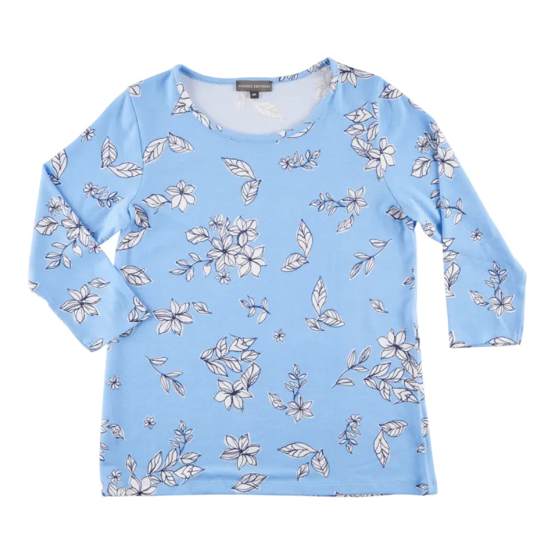 Classic Editions Women's Classic Style Printed Knit Top with 3/4 Sleeves sold by Giant Tiger