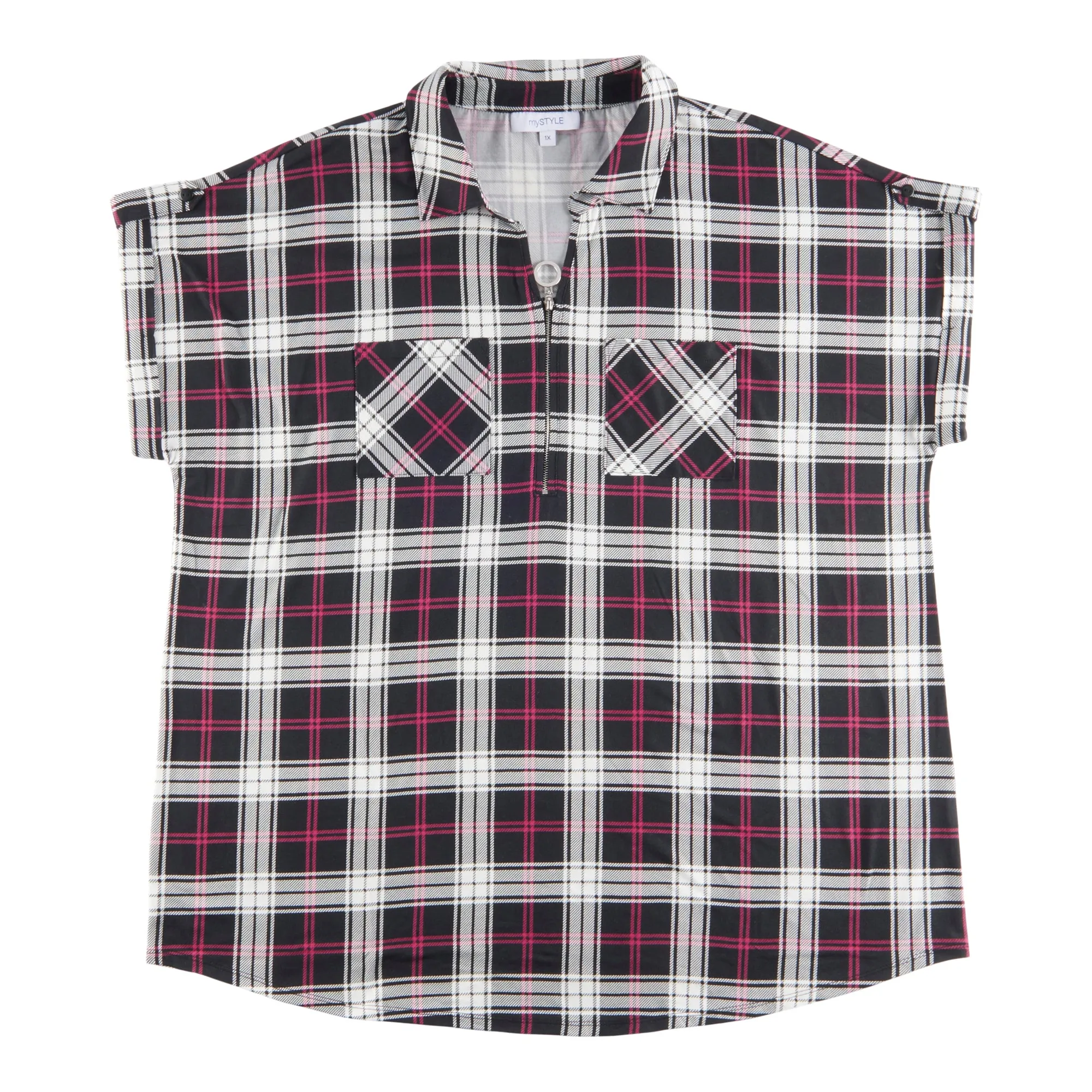 mySTYLE Women's Plus Street Smart Plaid Cap Sleeve Top sold by Giant Tiger product image thumbnail 2