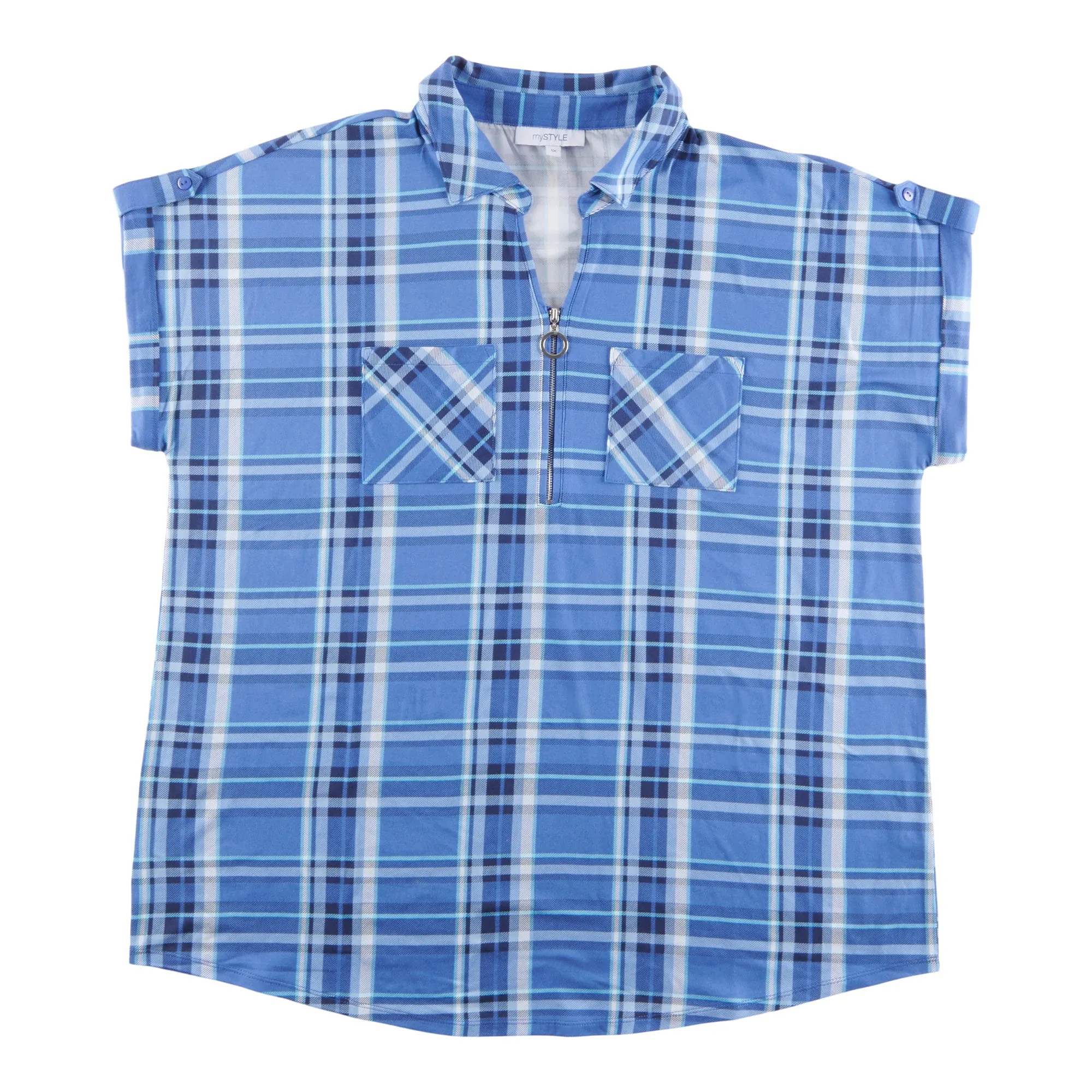 mySTYLE Women's Plus Street Smart Plaid Cap Sleeve Top sold by Giant Tiger product image thumbnail 3