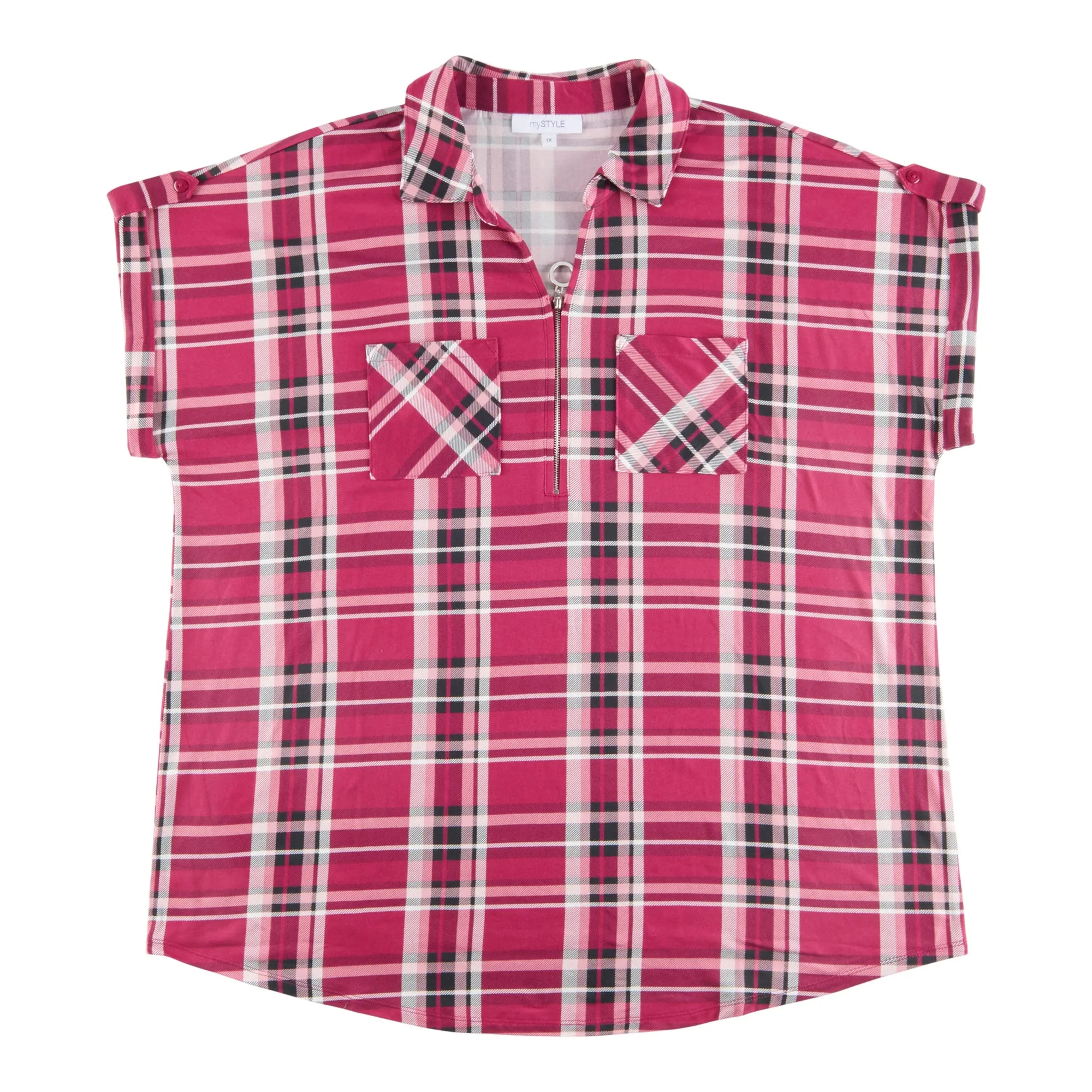 mySTYLE Women's Plus Street Smart Plaid Cap Sleeve Top sold by Giant Tiger product image thumbnail 4