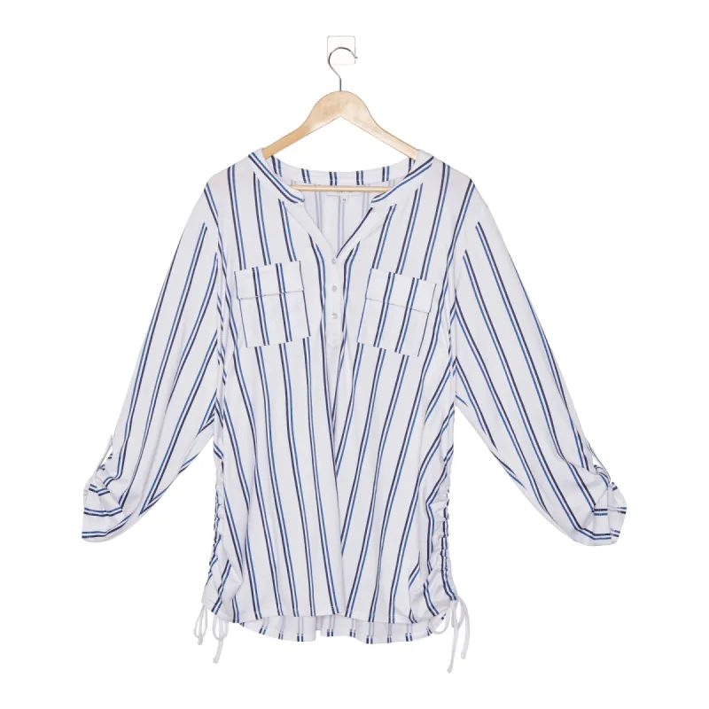 mySTYLE Women's Plus Side Ruch Printed Top sold by Giant Tiger