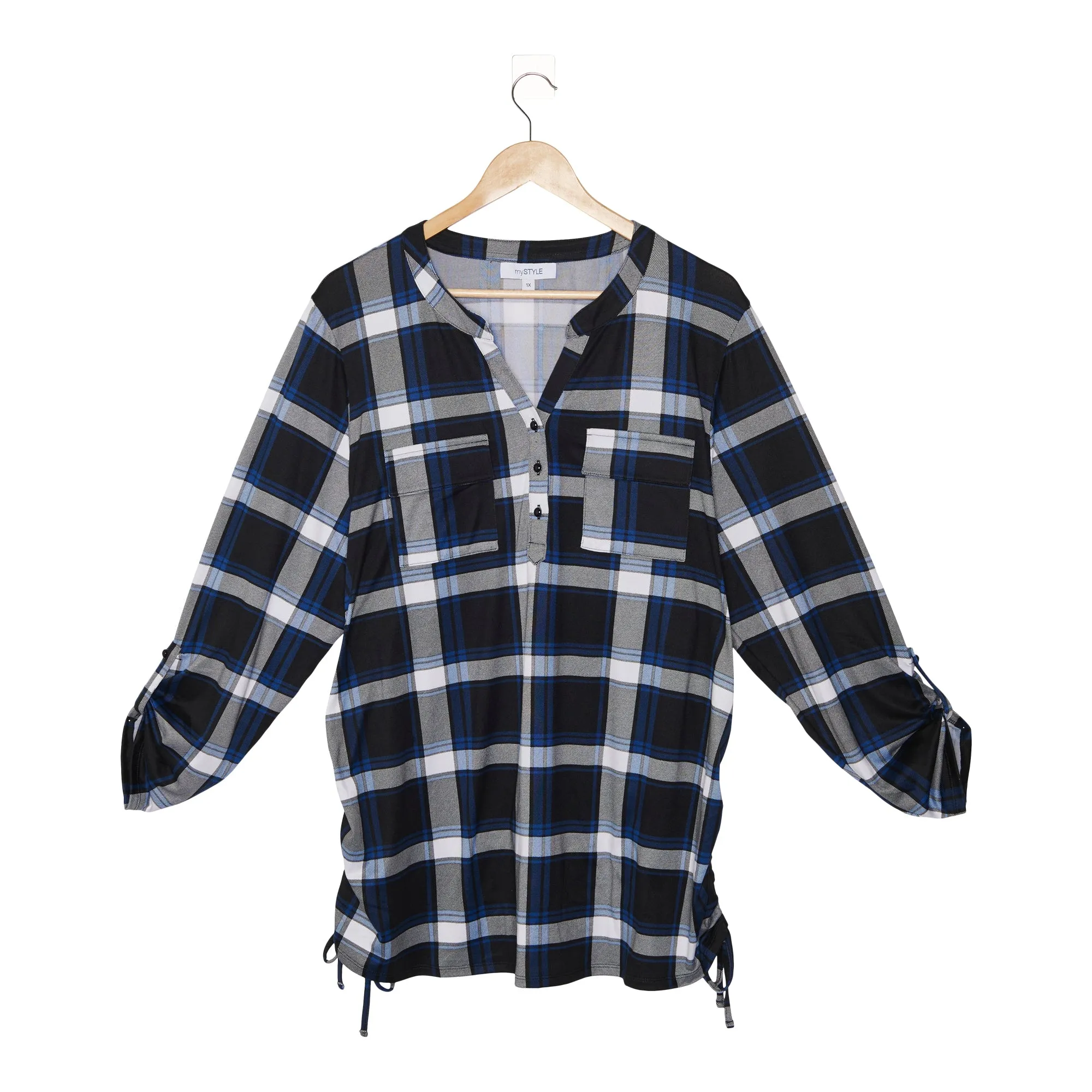 mySTYLE Women's Plus Side Ruch Printed Top sold by Giant Tiger product image thumbnail 2