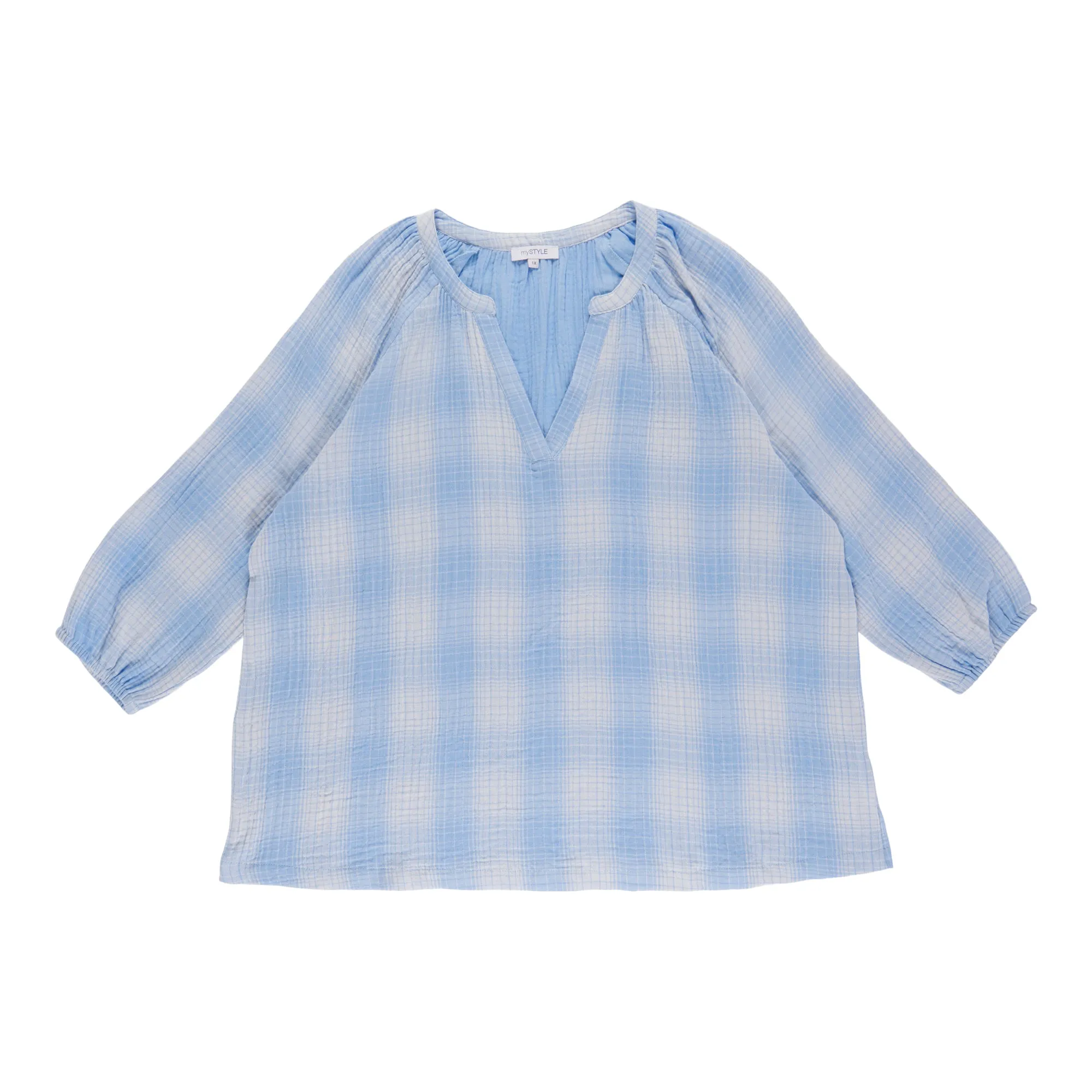 mySTYLE Women's Plus V-Neck Crinkle Blouse sold by Giant Tiger