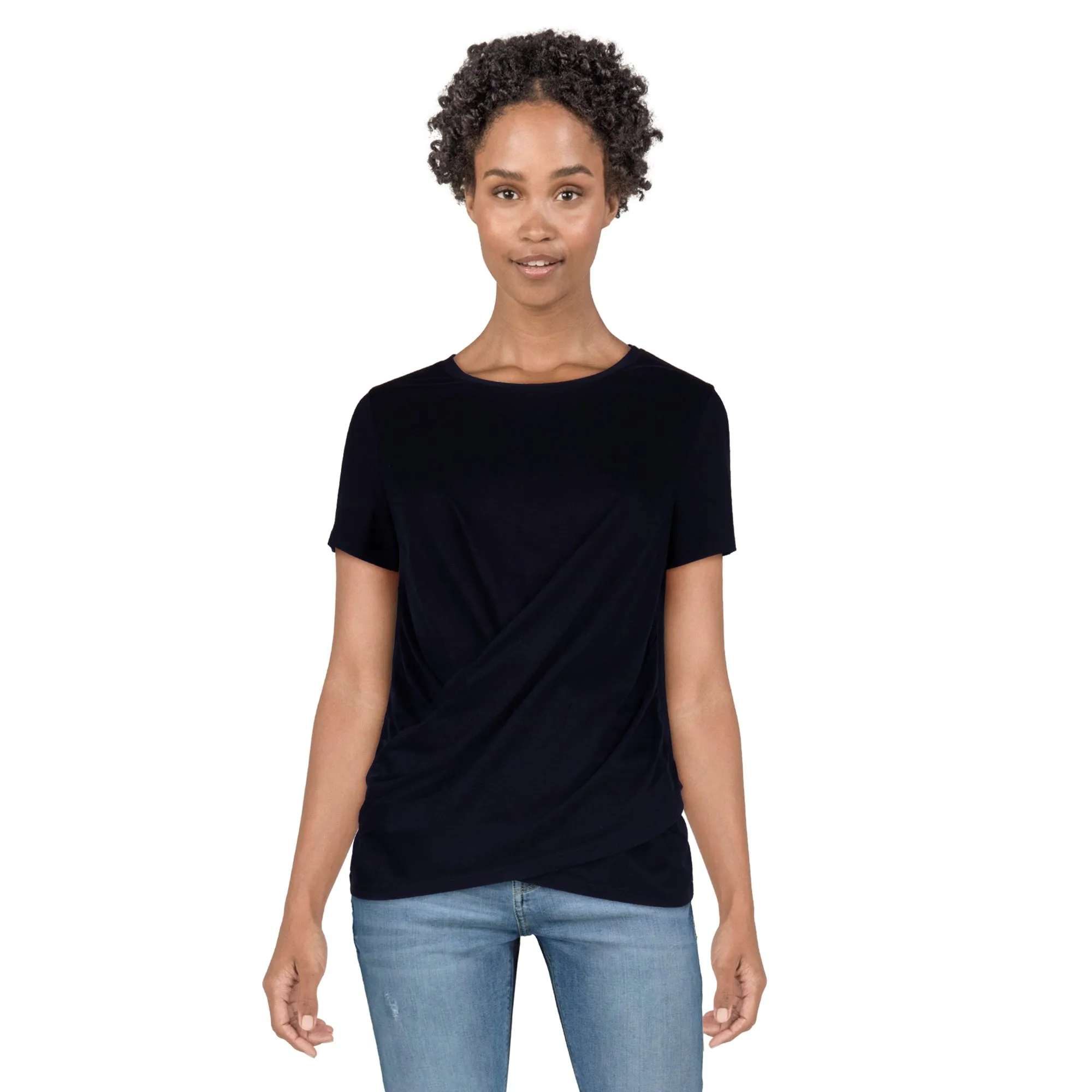 mySTYLE Women's Crew Neck Criss-Cross Tee sold by Giant Tiger