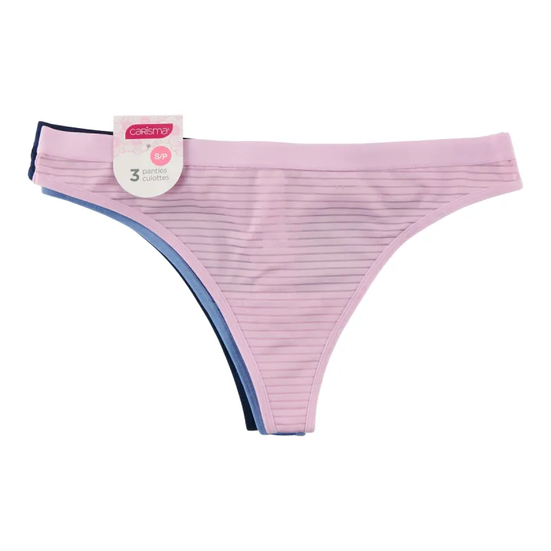 Carisma Women's Shadow Stripe Thong, 3-Pack sold by Giant Tiger