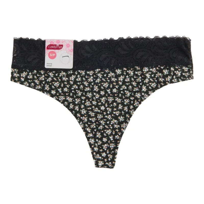 Carisma Women's Lightweight Breathable Lace Thong sold by Giant Tiger