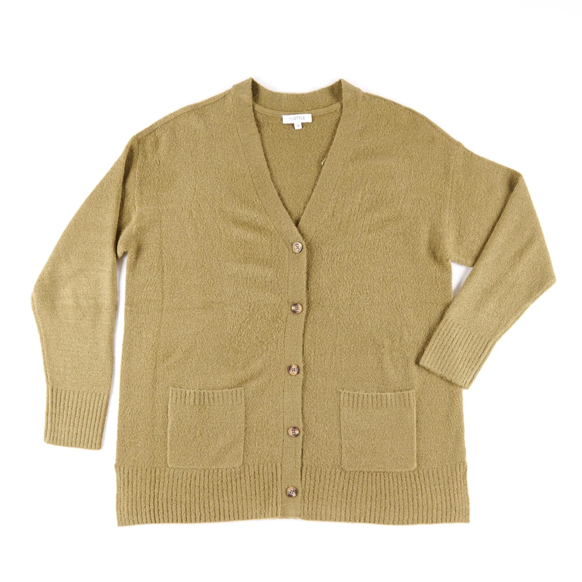 mySTYLE Women's Plus Quest Button Up Grandfather Cardigan sold by Giant Tiger