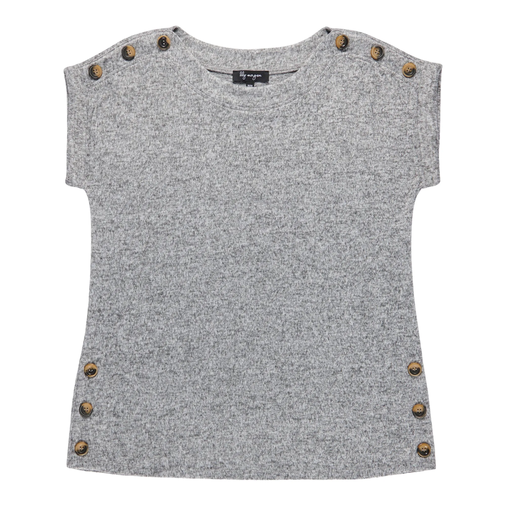 lily morgan Women's City Chic Button Trim Snit Top sold by Giant Tiger