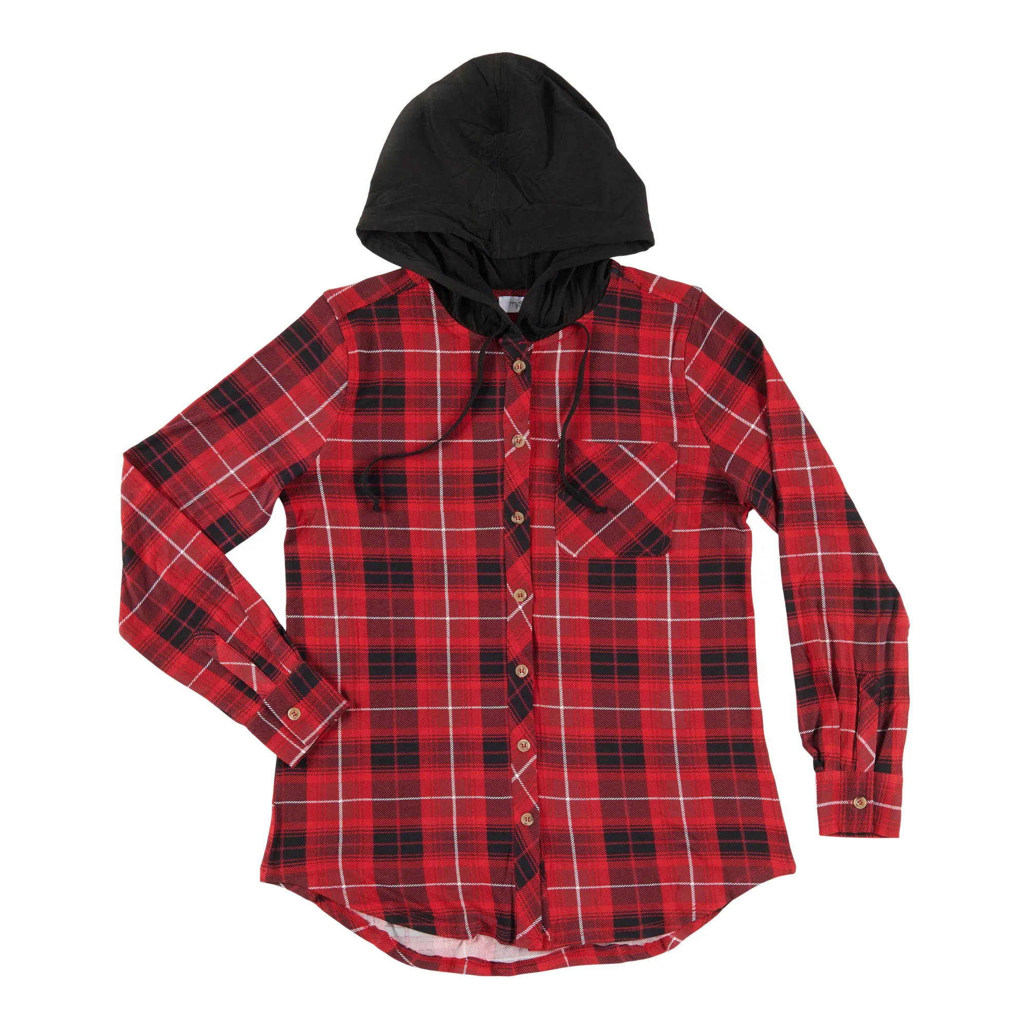 mySTYLE Women's Plaid Hooded Long Sleeve Shirt sold by Giant Tiger product image thumbnail 2