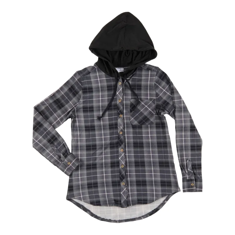 mySTYLE Women's Plaid Hooded Long Sleeve Shirt sold by Giant Tiger