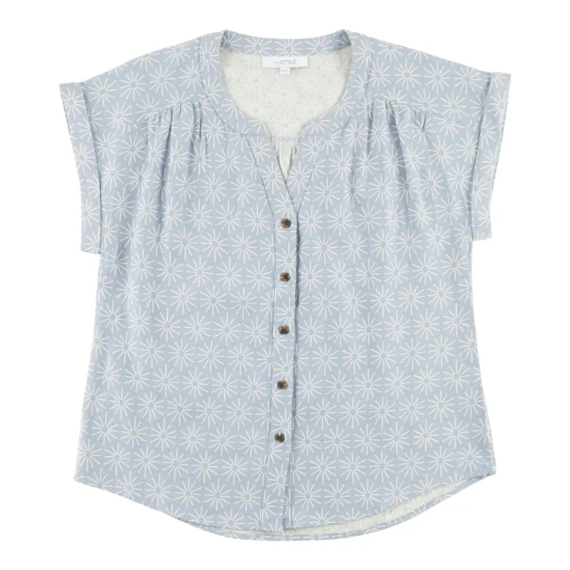 mySTYLE Women's Linen Blend Festival Printed Shirt sold by Giant Tiger