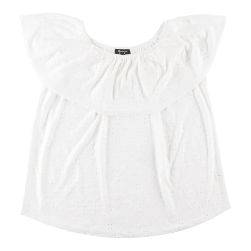 lily morgan Women's Plus Tropical Eyelet Top sold by Giant Tiger
