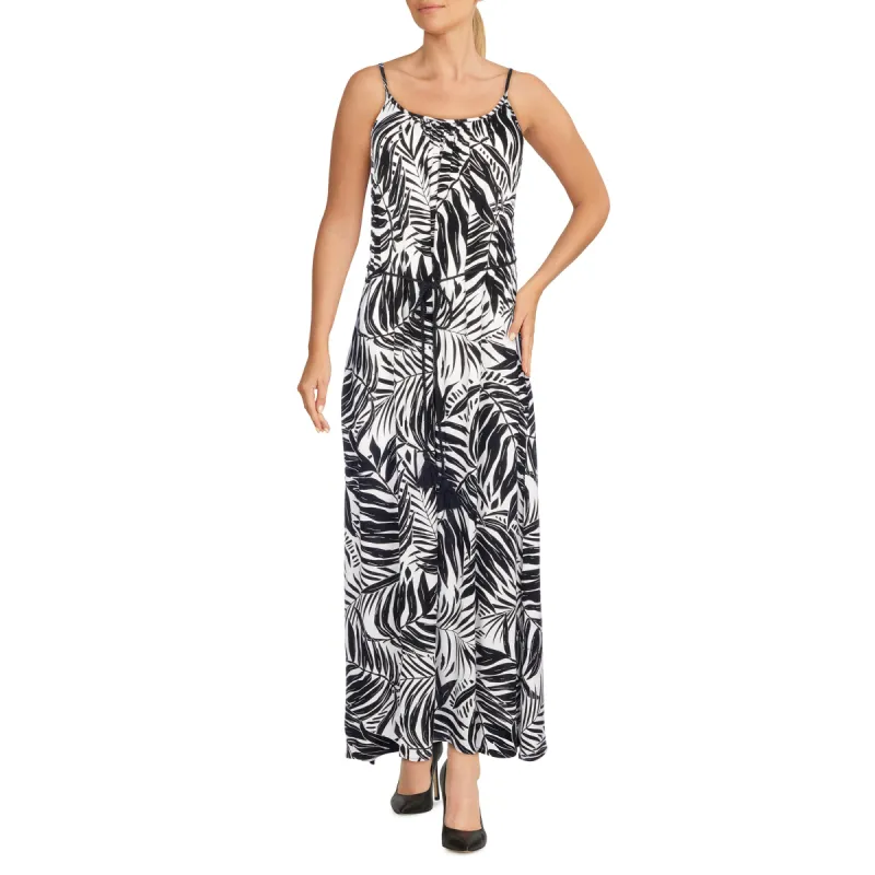 lily morgan Women's Tropical Printed Crinkle Maxi Dress with Rope Belt sold by Giant Tiger