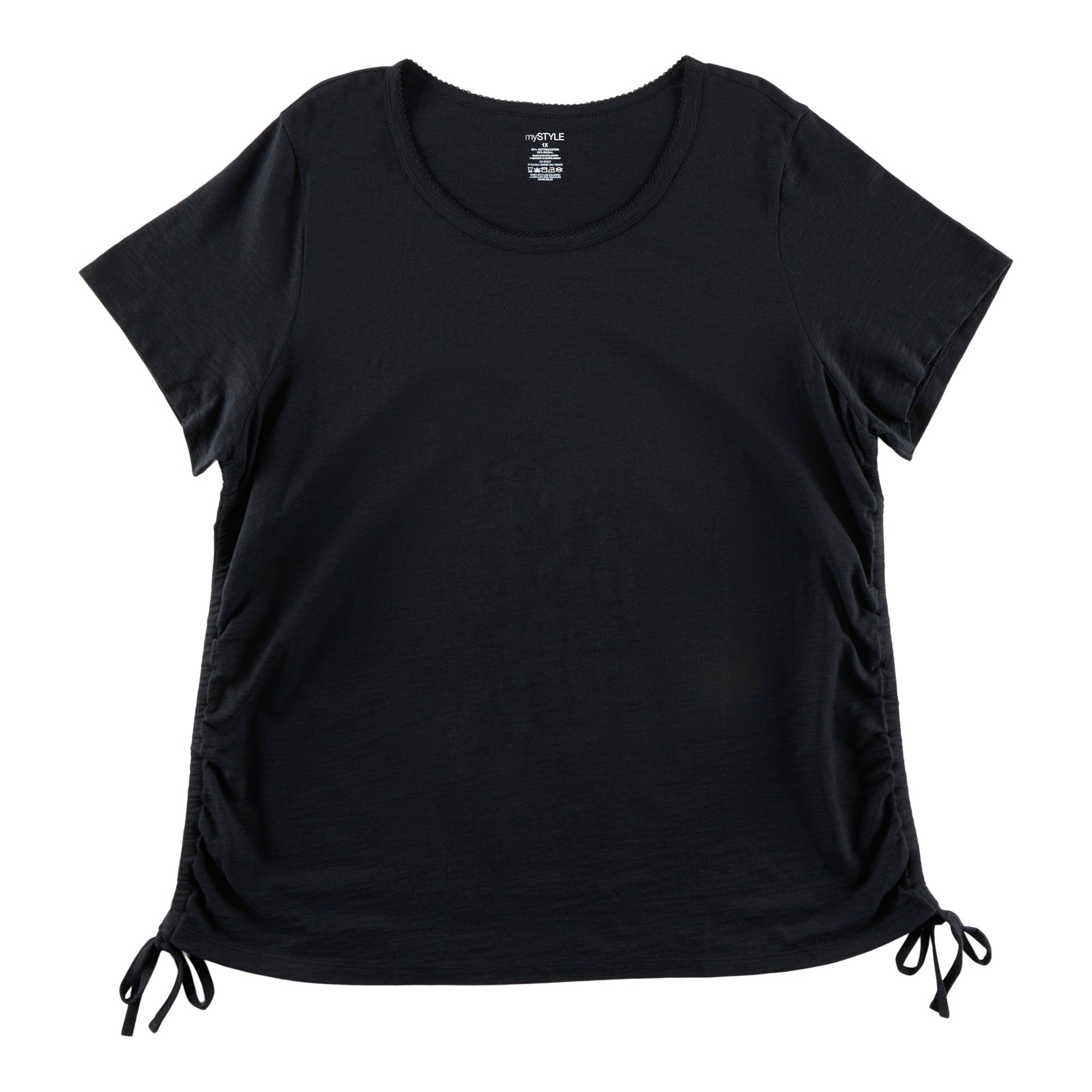 mySTYLE Women's Plus Round Neck Side Ruched Blouse sold by Giant Tiger