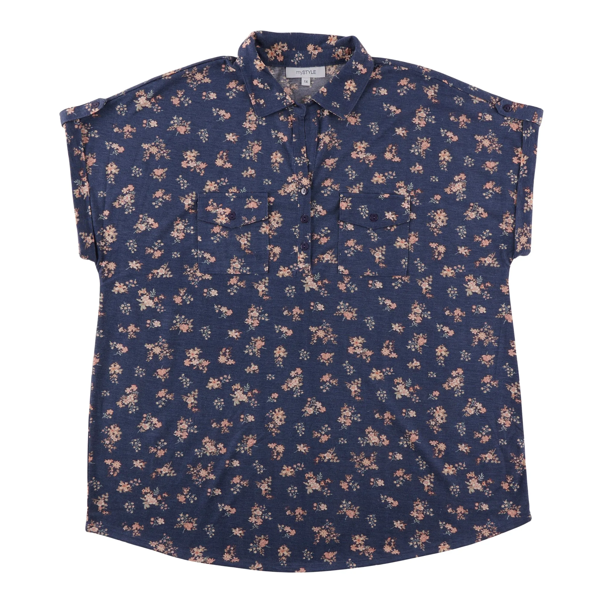 mySTYLE Women's Plus Short Sleeve Collared Blouse sold by Giant Tiger