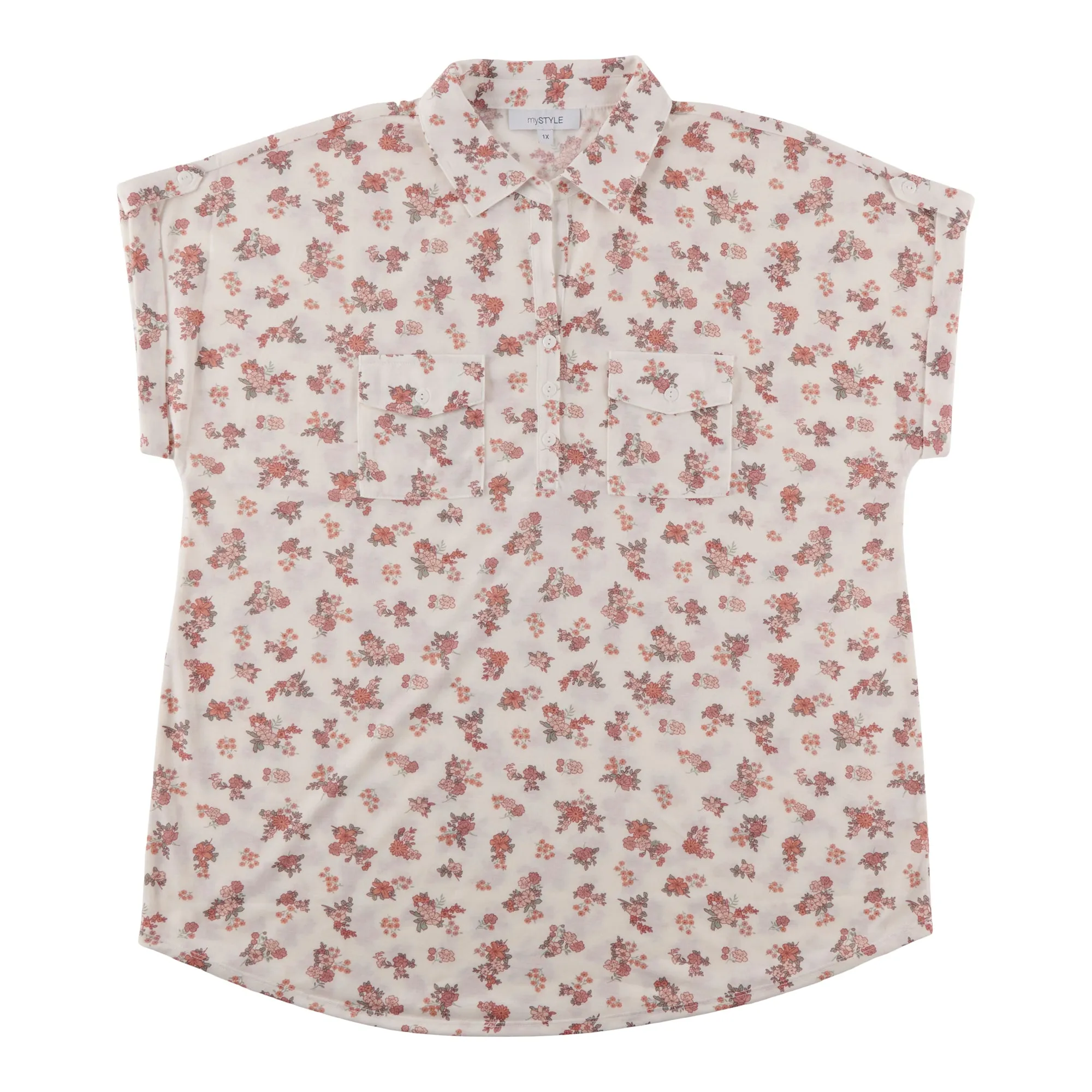 mySTYLE Women's Plus Short Sleeve Collared Blouse sold by Giant Tiger product image thumbnail 2