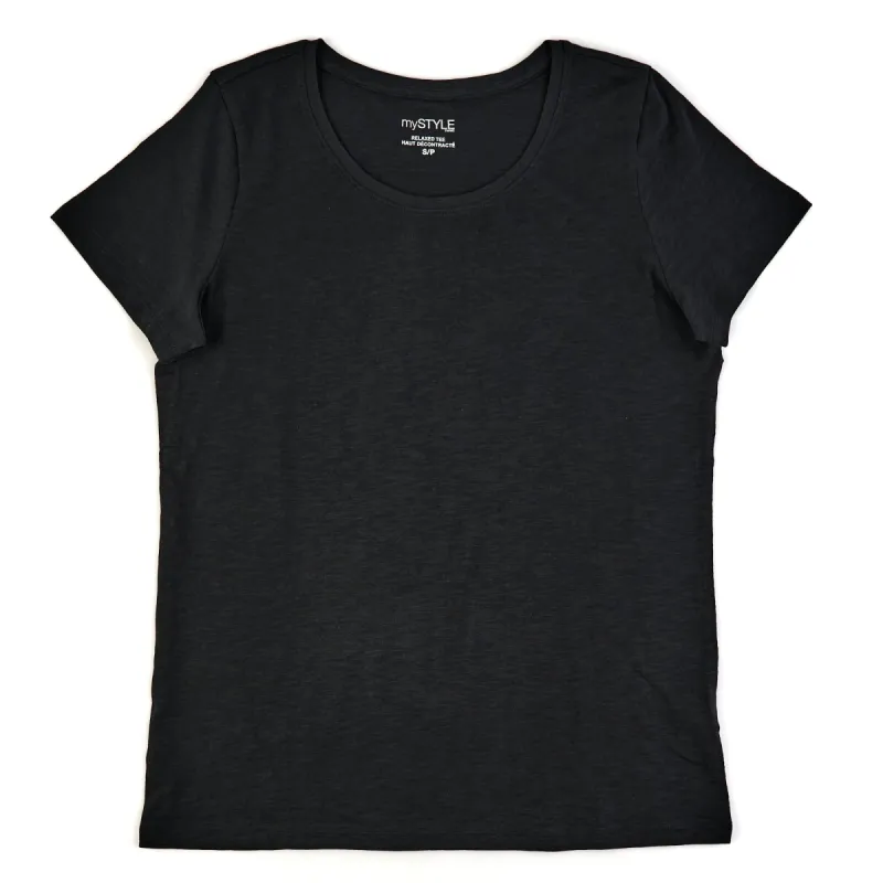 mySTYLE Women's Scoop Neck Relaxed T-Shirt, Black sold by Giant Tiger