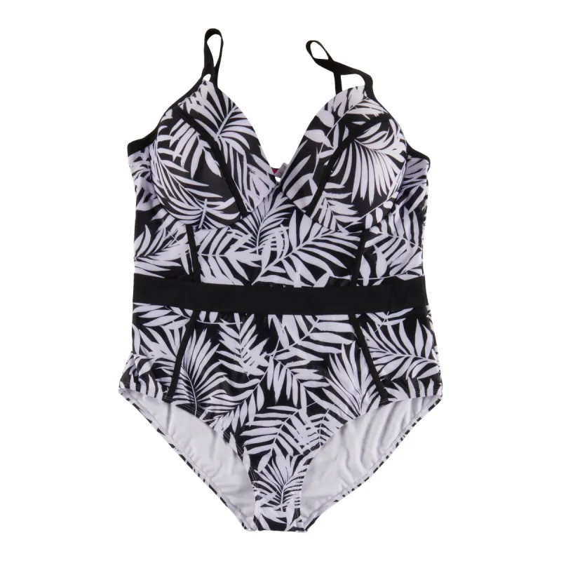ACX Active Women's Plus Festival Swimsuit, Black and White sold by Giant Tiger
