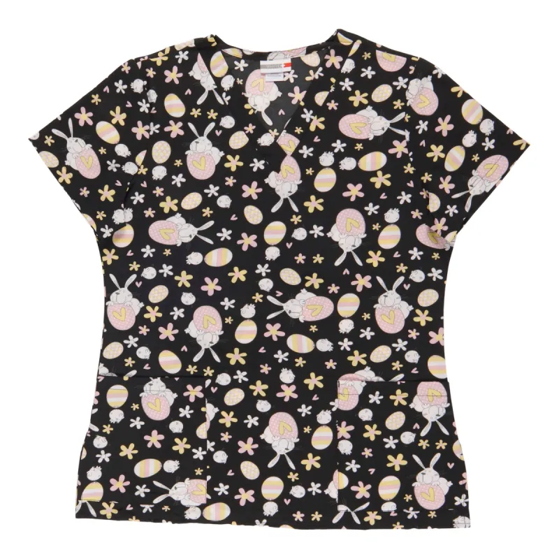 White Cross Women's V-Neck Printed Scrub Top sold by Giant Tiger